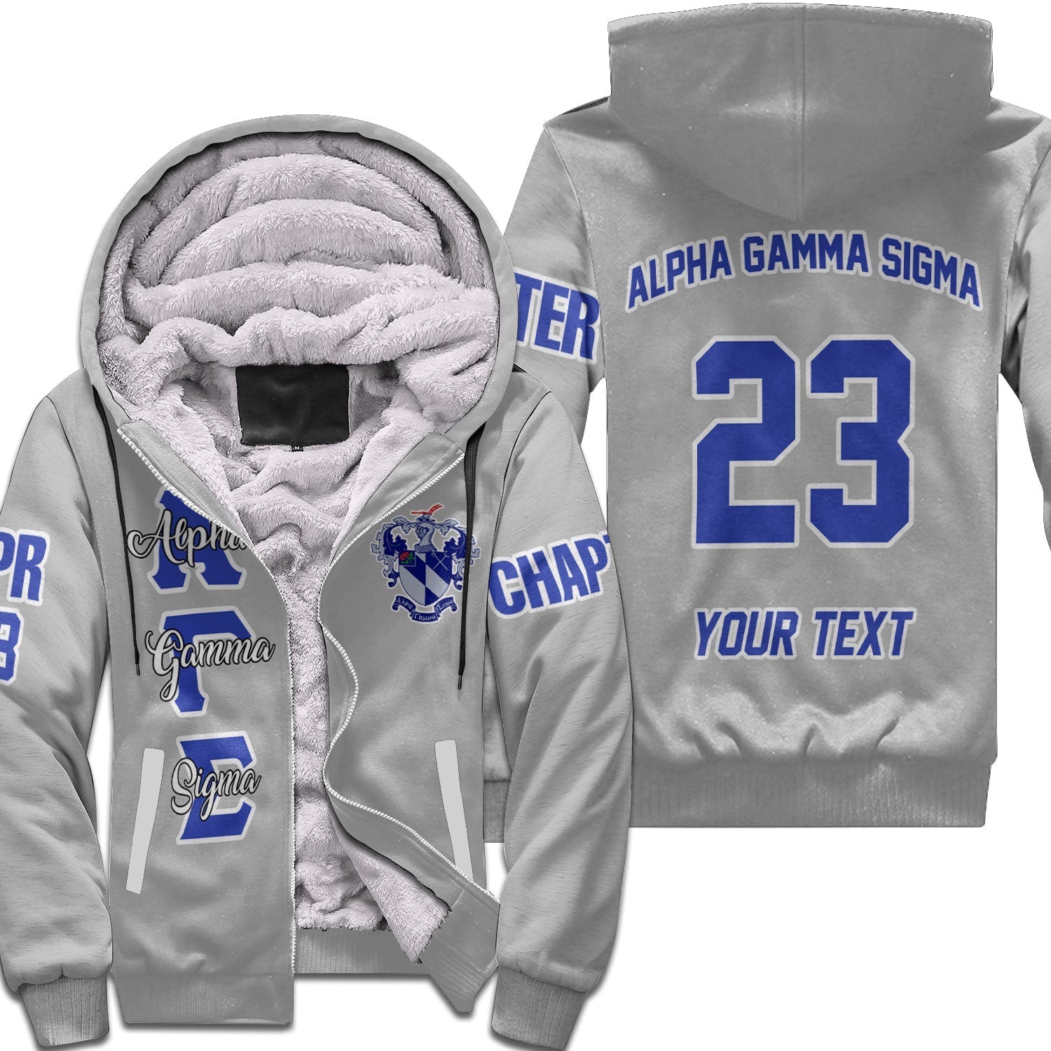 Fraternity Hoodie - Personalized Alpha Gamma Sigma Sherpa Hoodie Original Silver Style