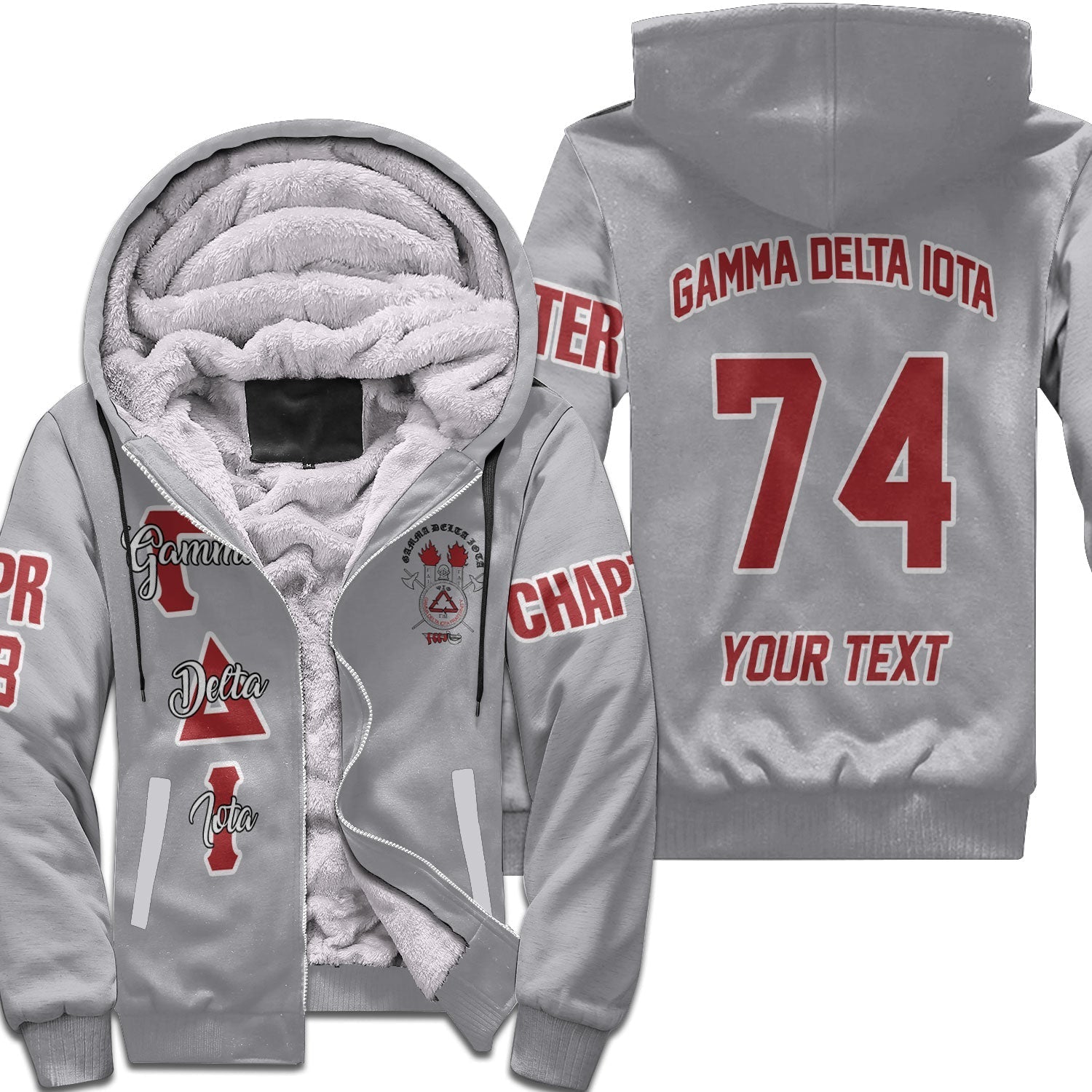 Fraternity Hoodie - Personalized Gamma Delta Iota Sherpa Hoodie Original Grey Style