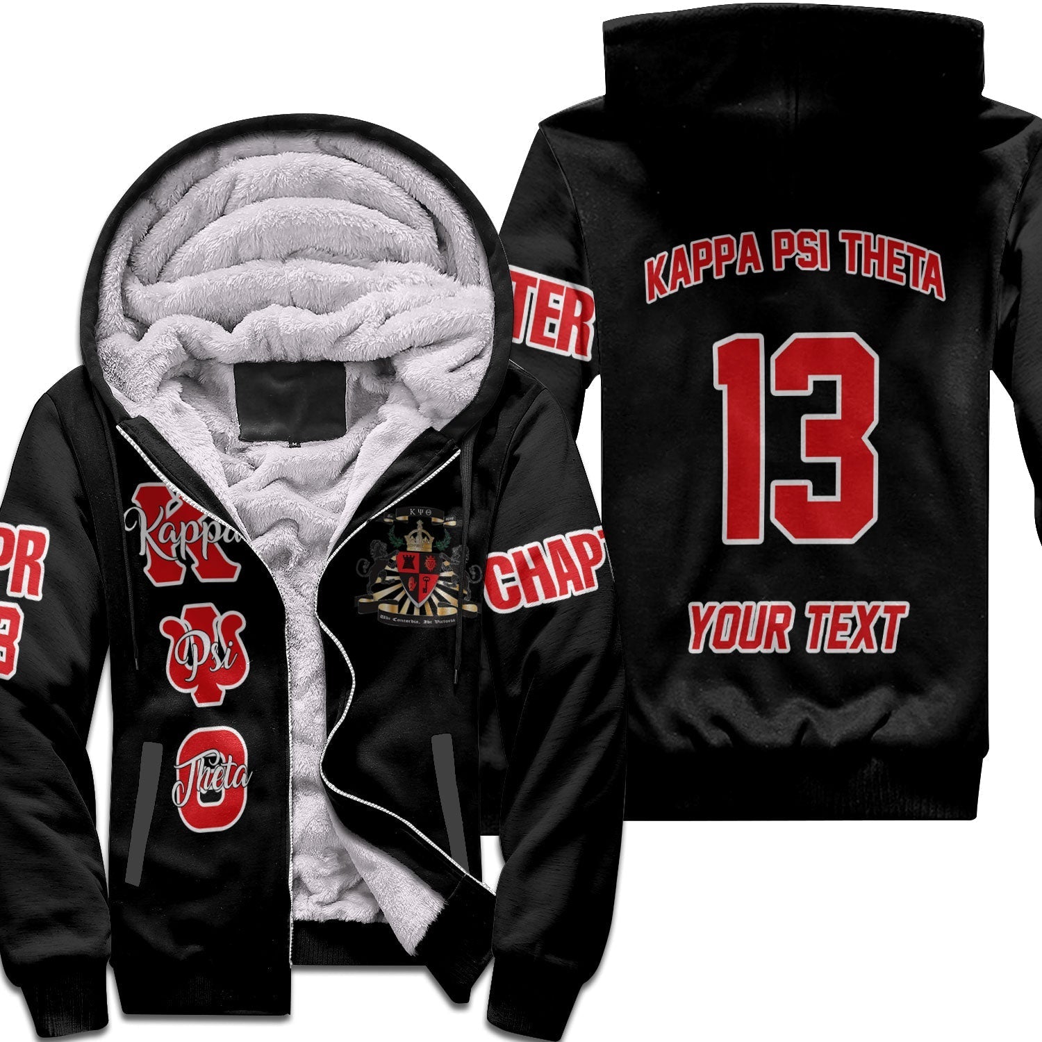 Fraternity Hoodie - Personalized Kappa Psi Theta Sherpa Hoodie Original Dark Style