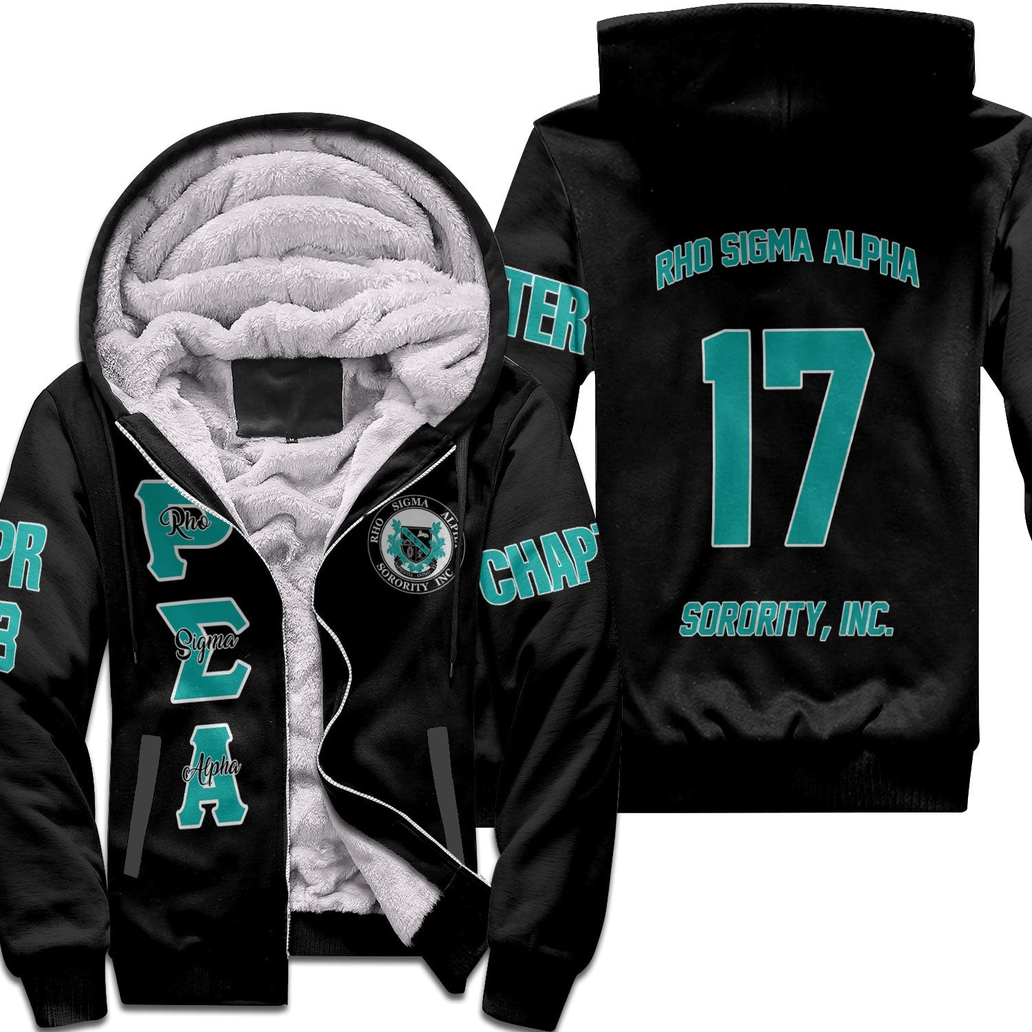 Sorority Sherpa Hoodie - Custom Rho Sigma Alpha Sherpa Hoodie Original Black Style