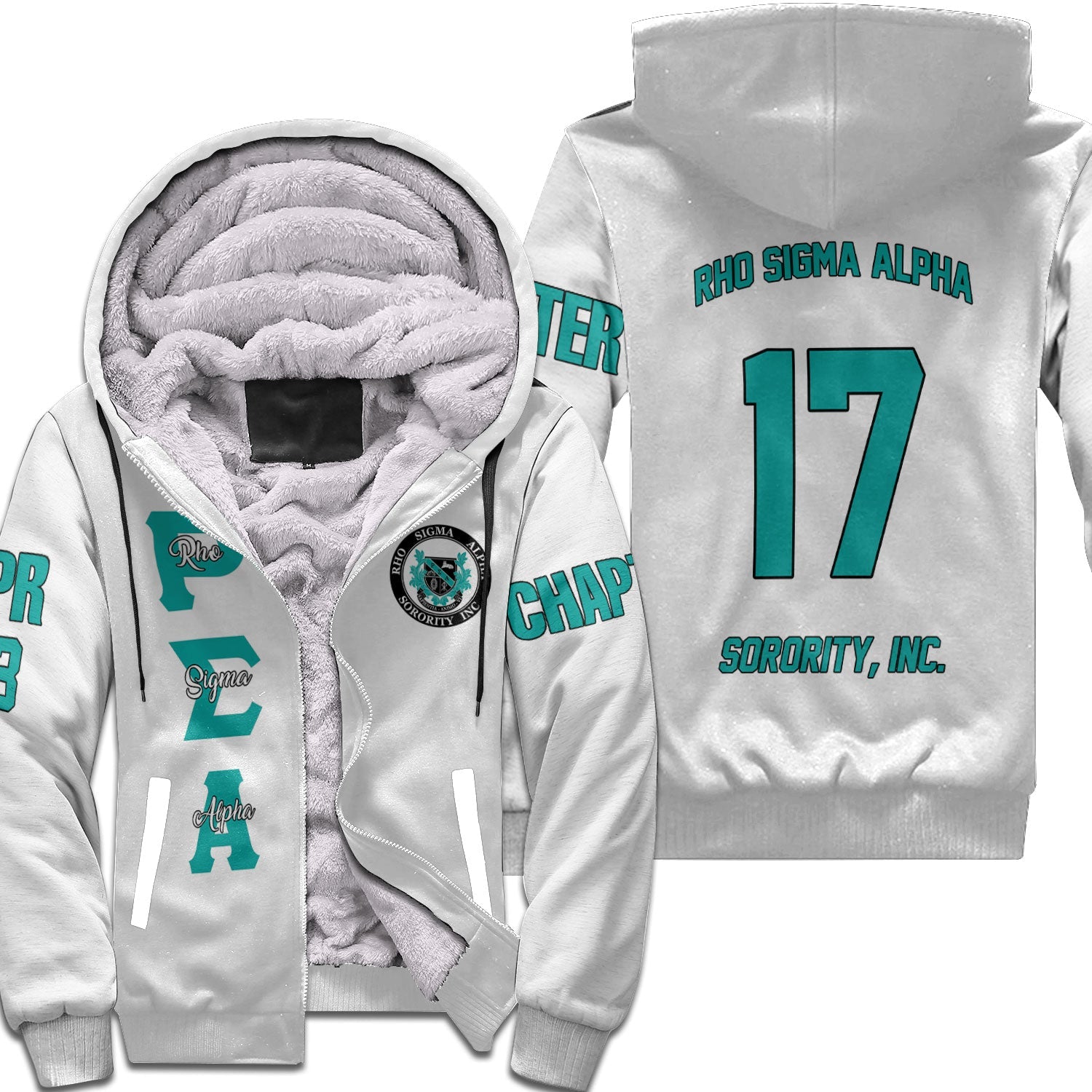Sorority Sherpa Hoodie - Custom Rho Sigma Alpha Sherpa Hoodie Original White Style