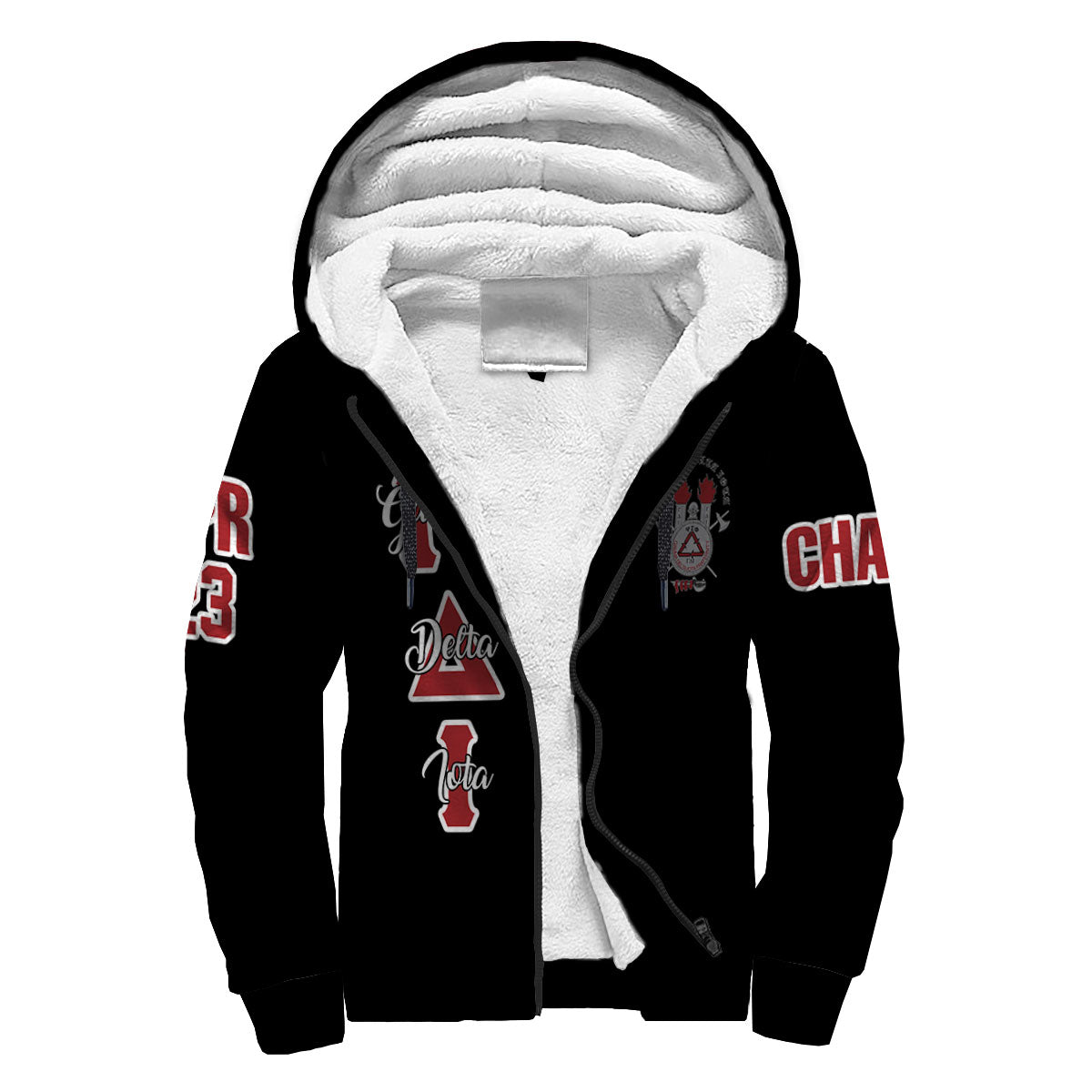 Fraternity Hoodie - Personalized Gamma Delta Iota Sherpa Hoodie Original Dark Style