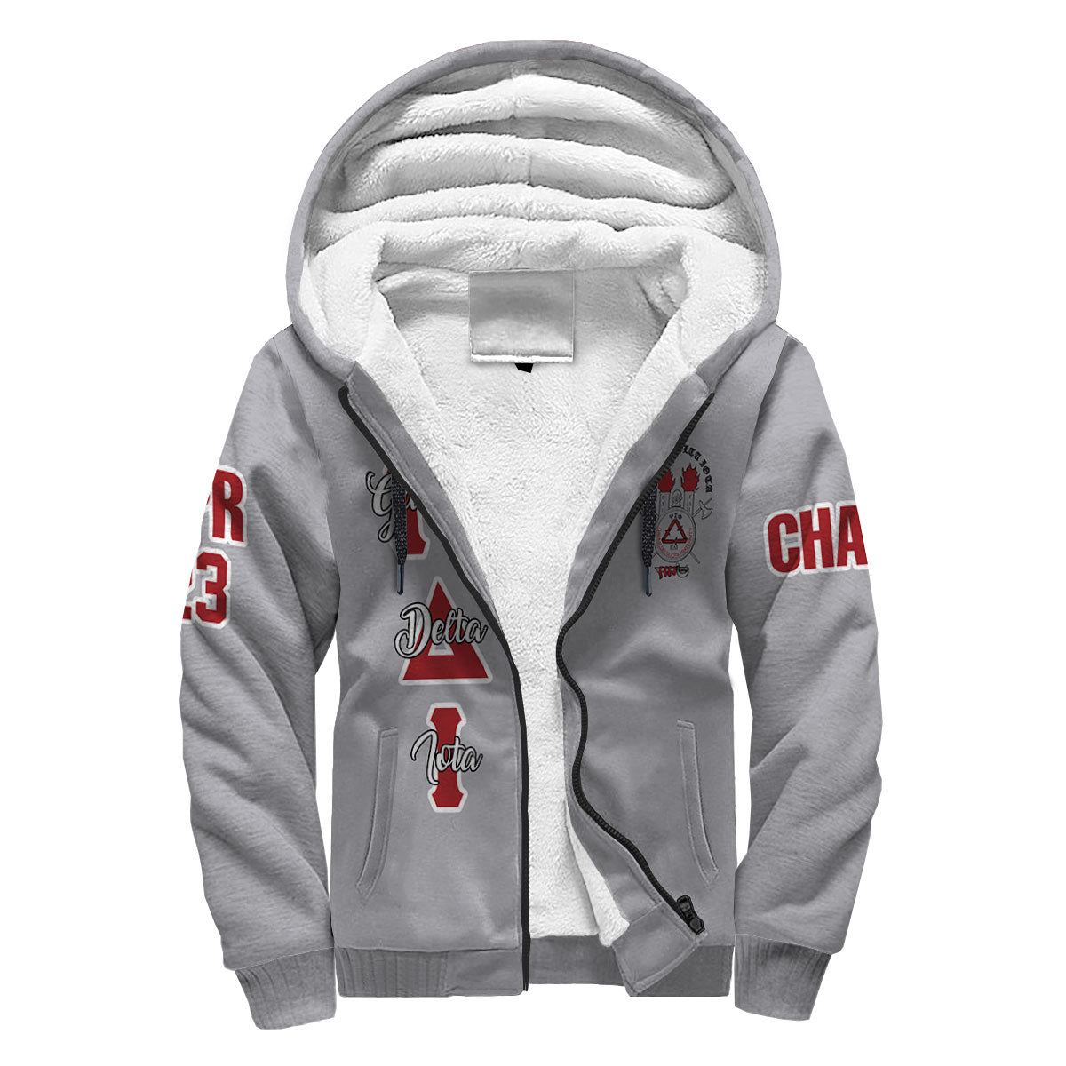 Fraternity Hoodie - Personalized Gamma Delta Iota Sherpa Hoodie Original Grey Style