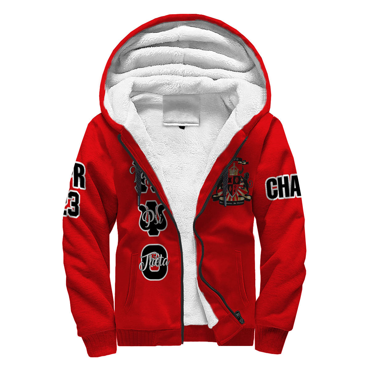 Fraternity Hoodie - Personalized Kappa Psi Theta Sherpa Hoodie Original Red Style