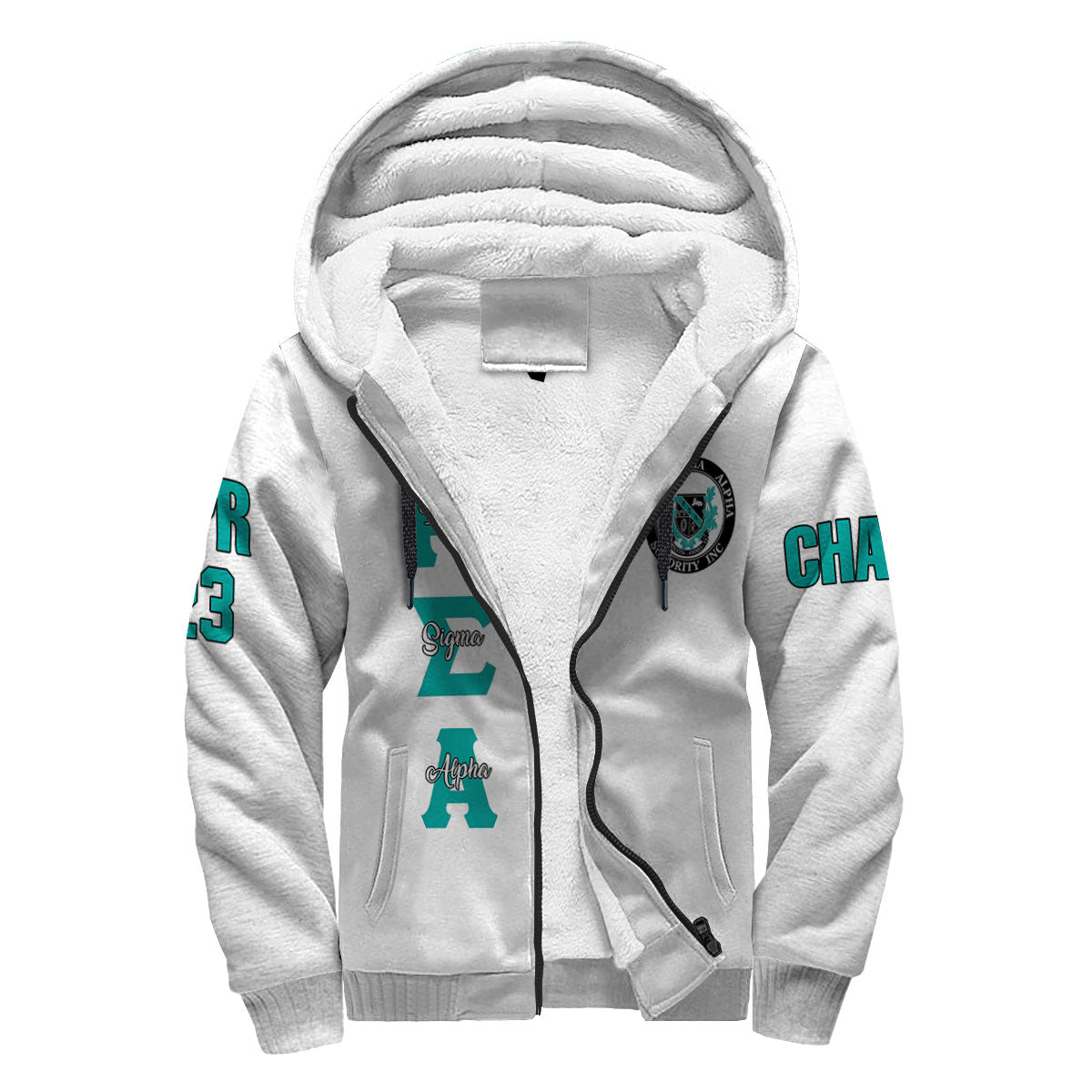 Sorority Sherpa Hoodie - Custom Rho Sigma Alpha Sherpa Hoodie Original White Style