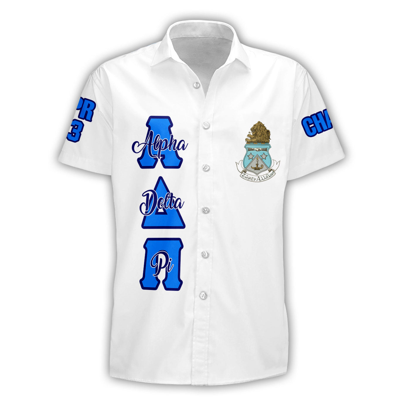 Sorority Shirt - Personalized Alpha Delta Pi Short Sleeve Shirt Original White Style