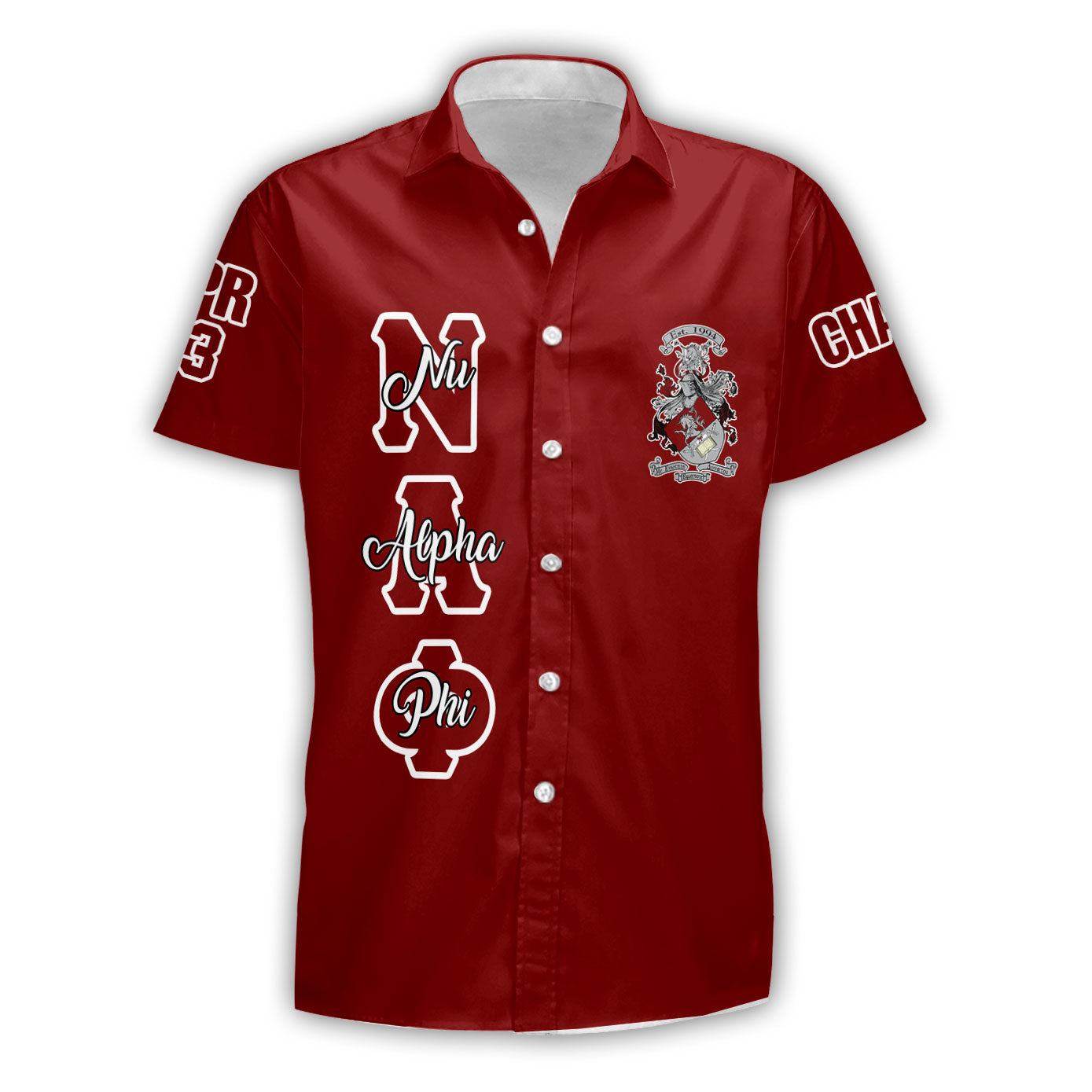 Fraternity Shirt - Personalized Nu Alpha Phi Short Sleeve Shirt Original Maroon Style
