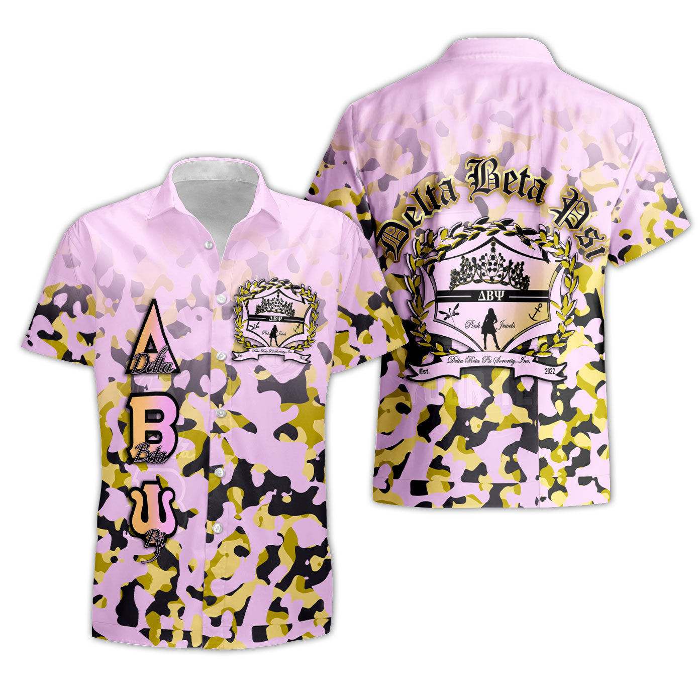 Sorority Shirt - Delta Beta Psi Short Sleeve Shirt Camouflage Style