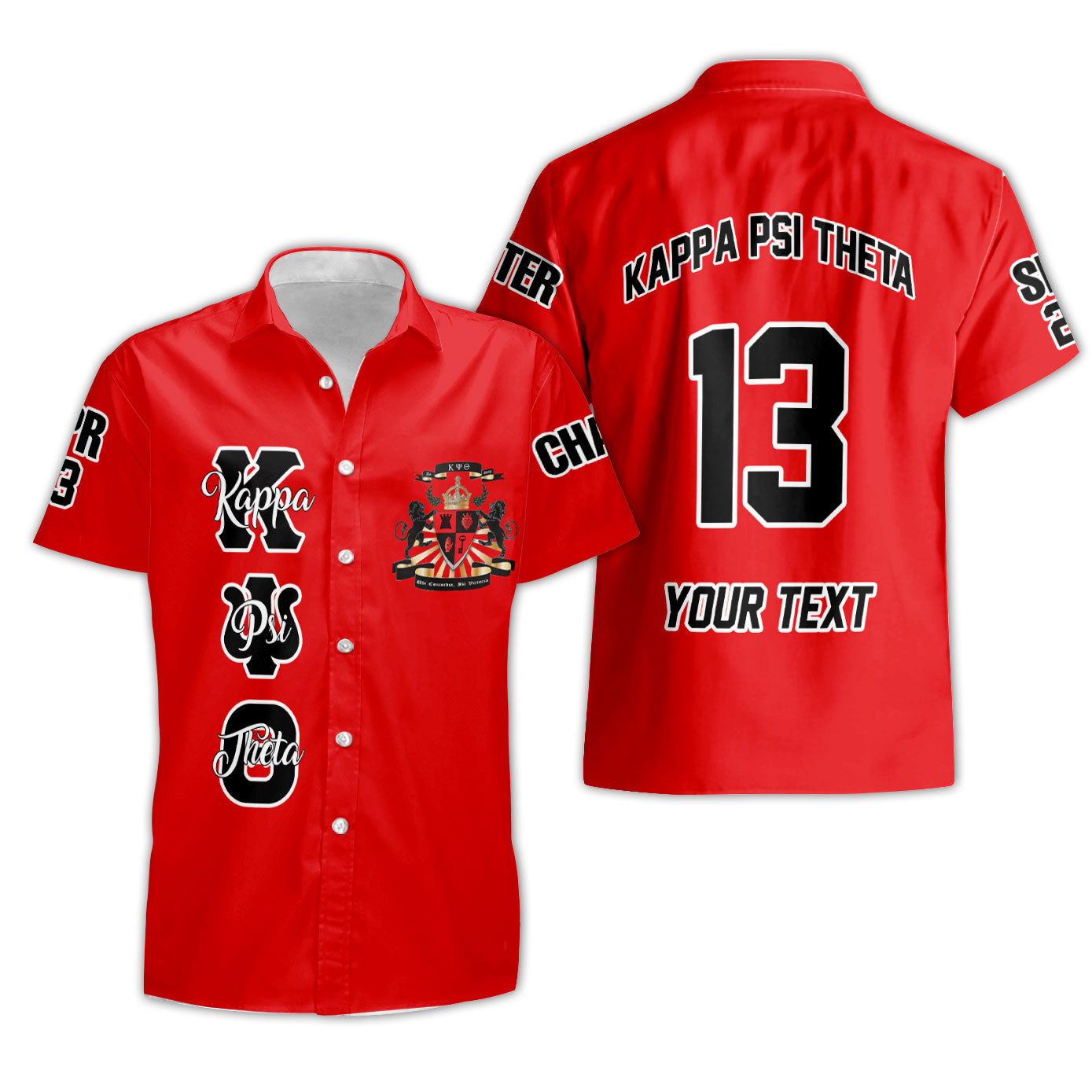 Fraternity Shirt - Personalized Kappa Psi Theta Short Sleeve Shirt Original Red Style