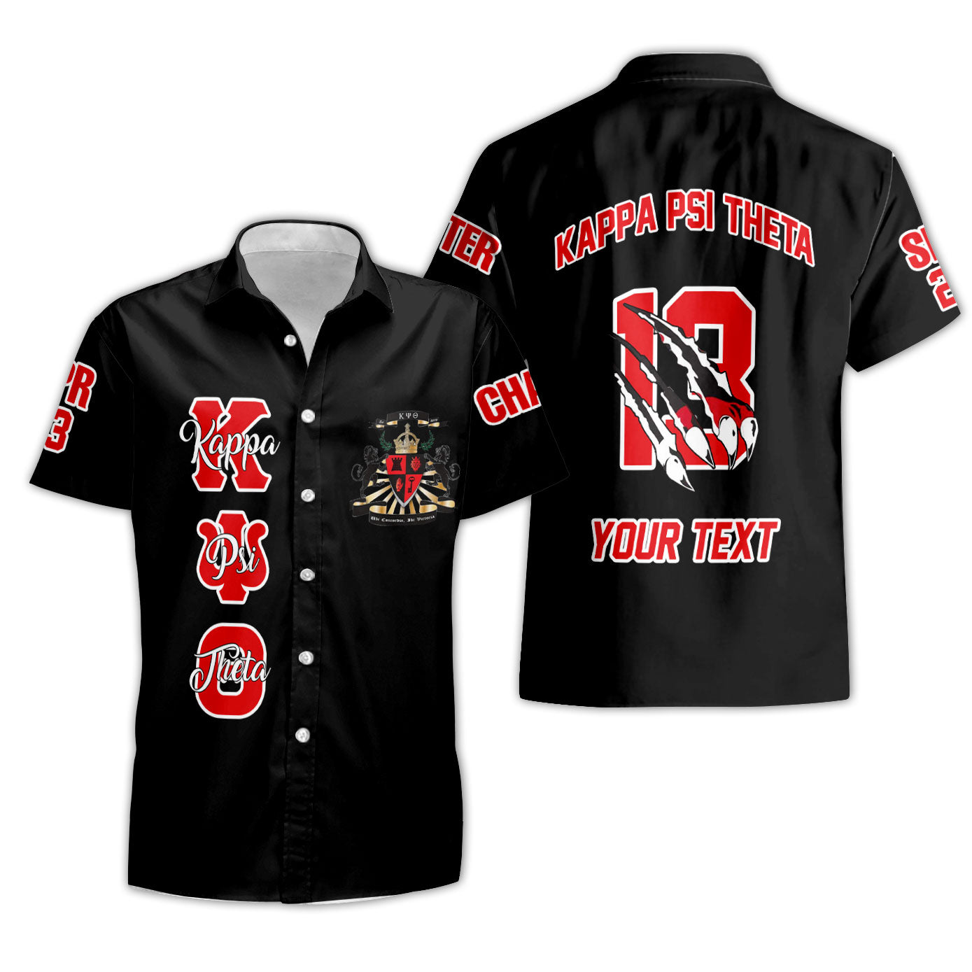 Fraternity Shirt - Personalized Kappa Psi Theta Short Sleeve Shirt Original Lion Claws Style