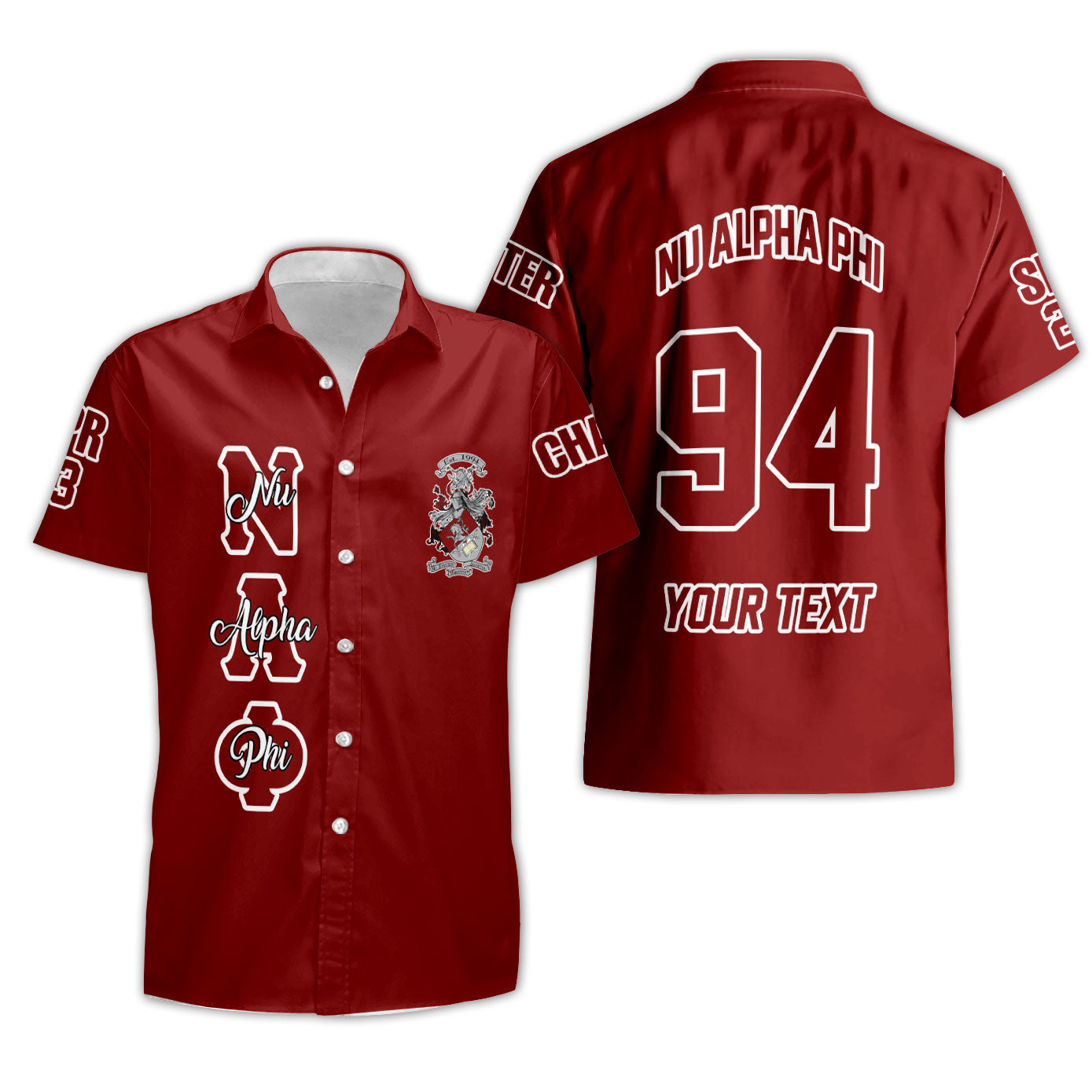 Fraternity Shirt - Personalized Nu Alpha Phi Short Sleeve Shirt Original Maroon Style