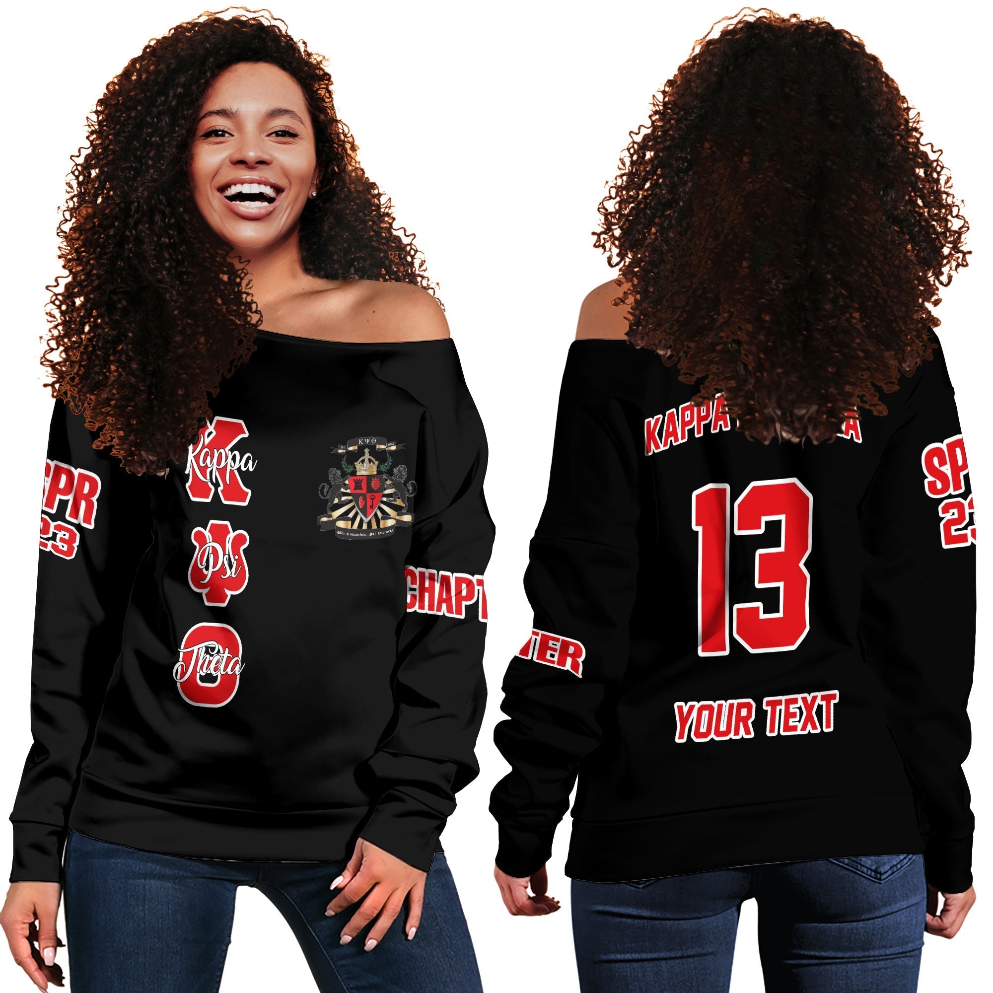 Fraternity Sweatshirt - Personalized Kappa Psi Theta Women Off Shoulder Sweatshirt Original Dark Style