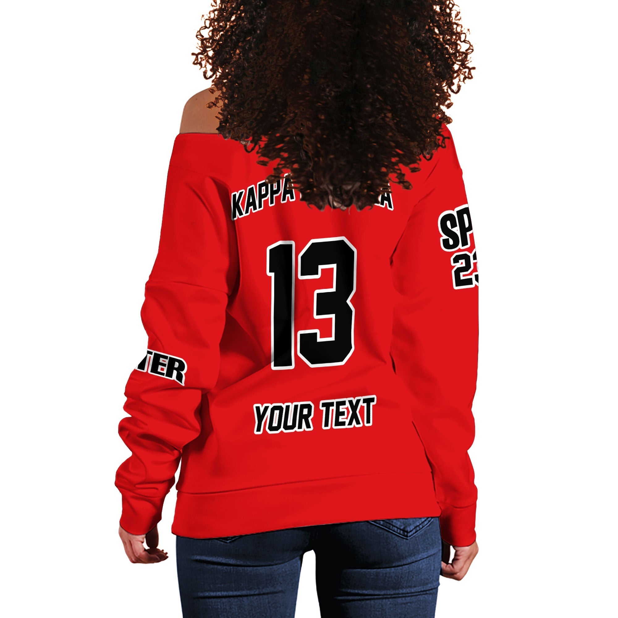 Fraternity Sweatshirt - Personalized Kappa Psi Theta Women Off Shoulder Sweatshirt Original Red Style