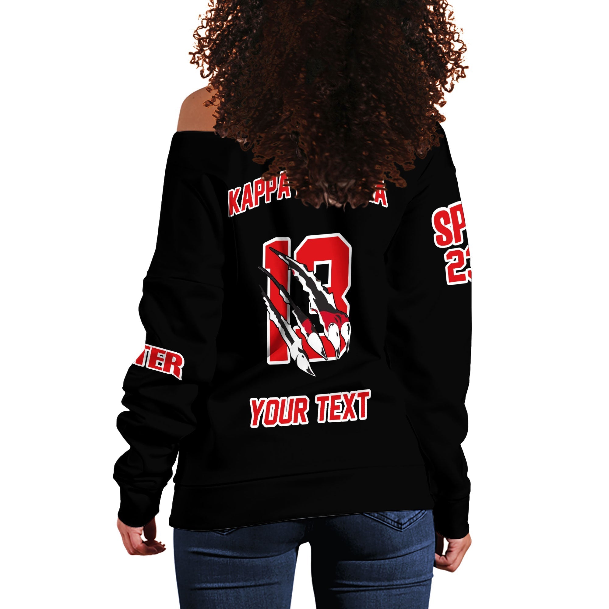 Fraternity Sweatshirt - Personalized Kappa Psi Theta Women Off Shoulder Sweatshirt Original Lion Claws Style