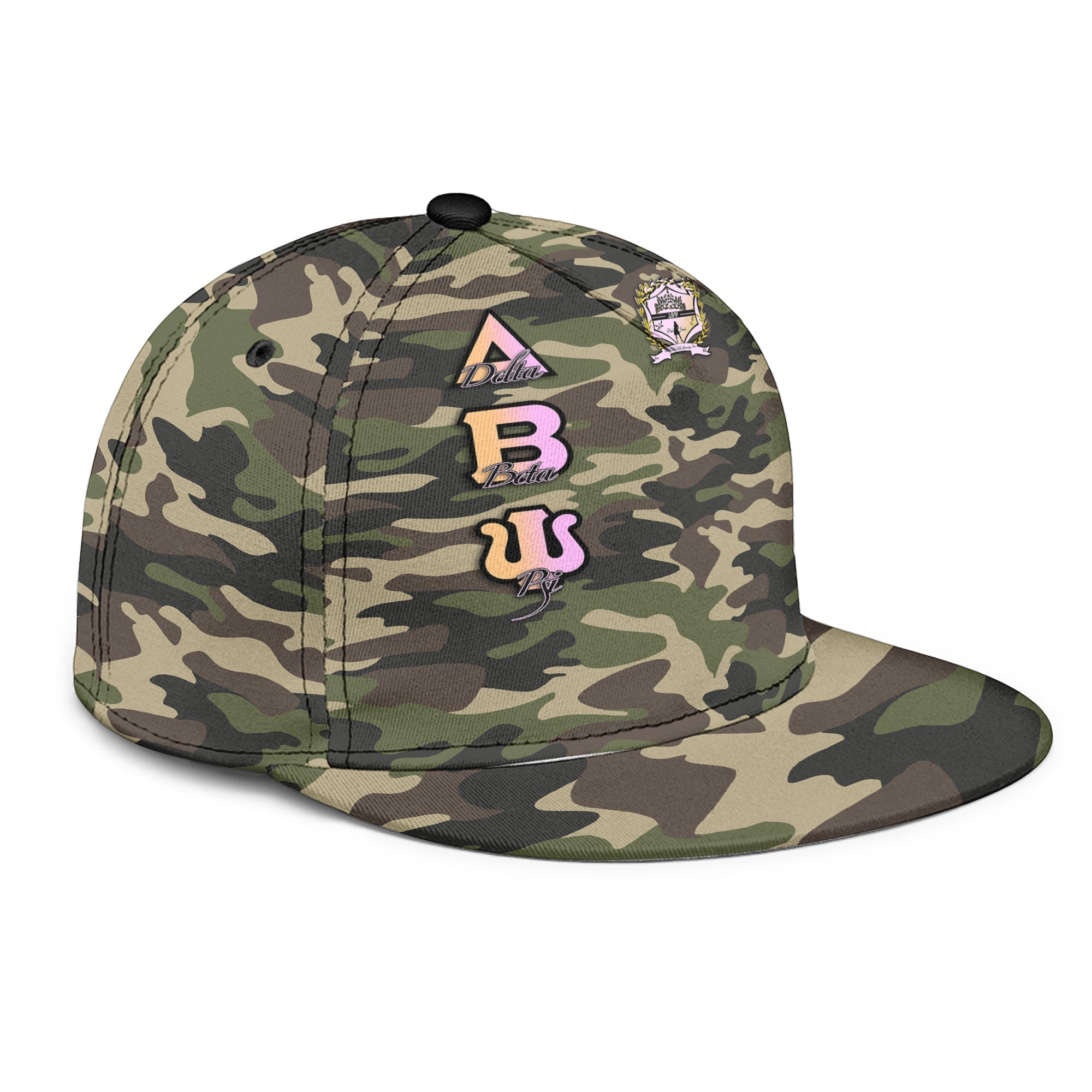 Sorority Hat -  Delta Beta Psi Snapback Hat Camo Crest Style