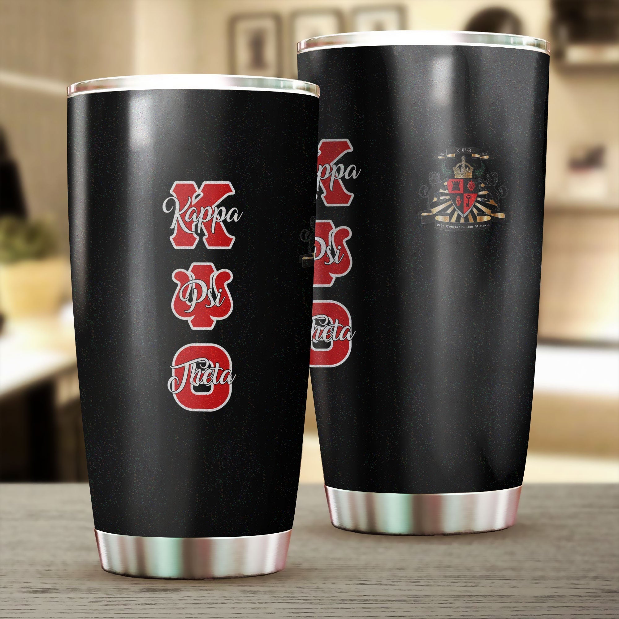 Fraternity Tumbler - Kappa Psi Theta Stainless Steel Glitter Tumbler Original Lion Claws Style