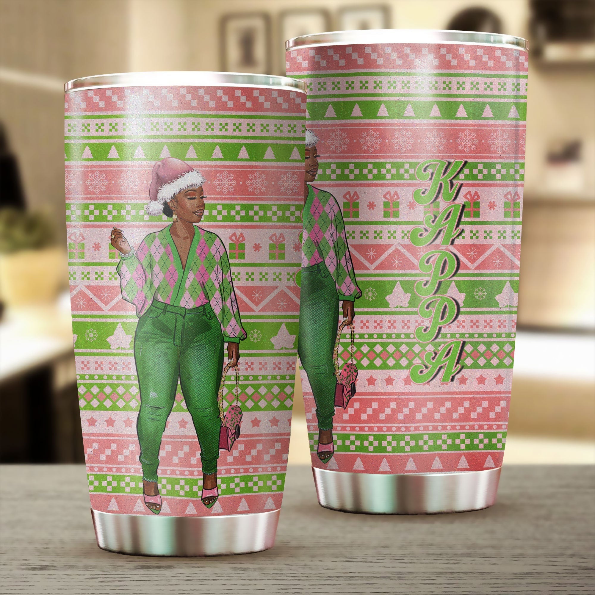 Sorority Tumbler - AKA Christmas Stainless Steel Glitter Tumbler Girl New Style