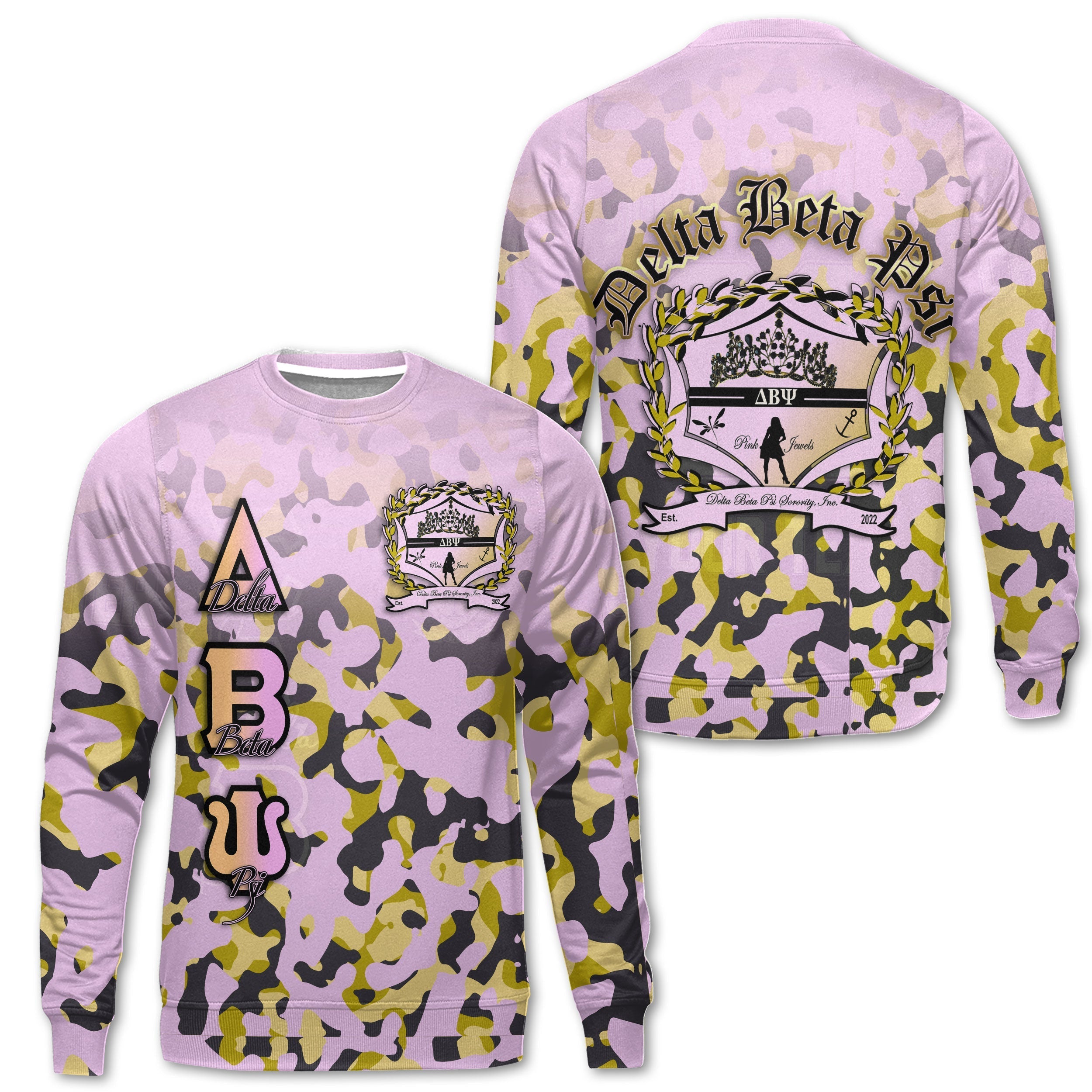 Sorority Sweatshirt - Delta Beta Psi Sweatshirt Camouflage Style