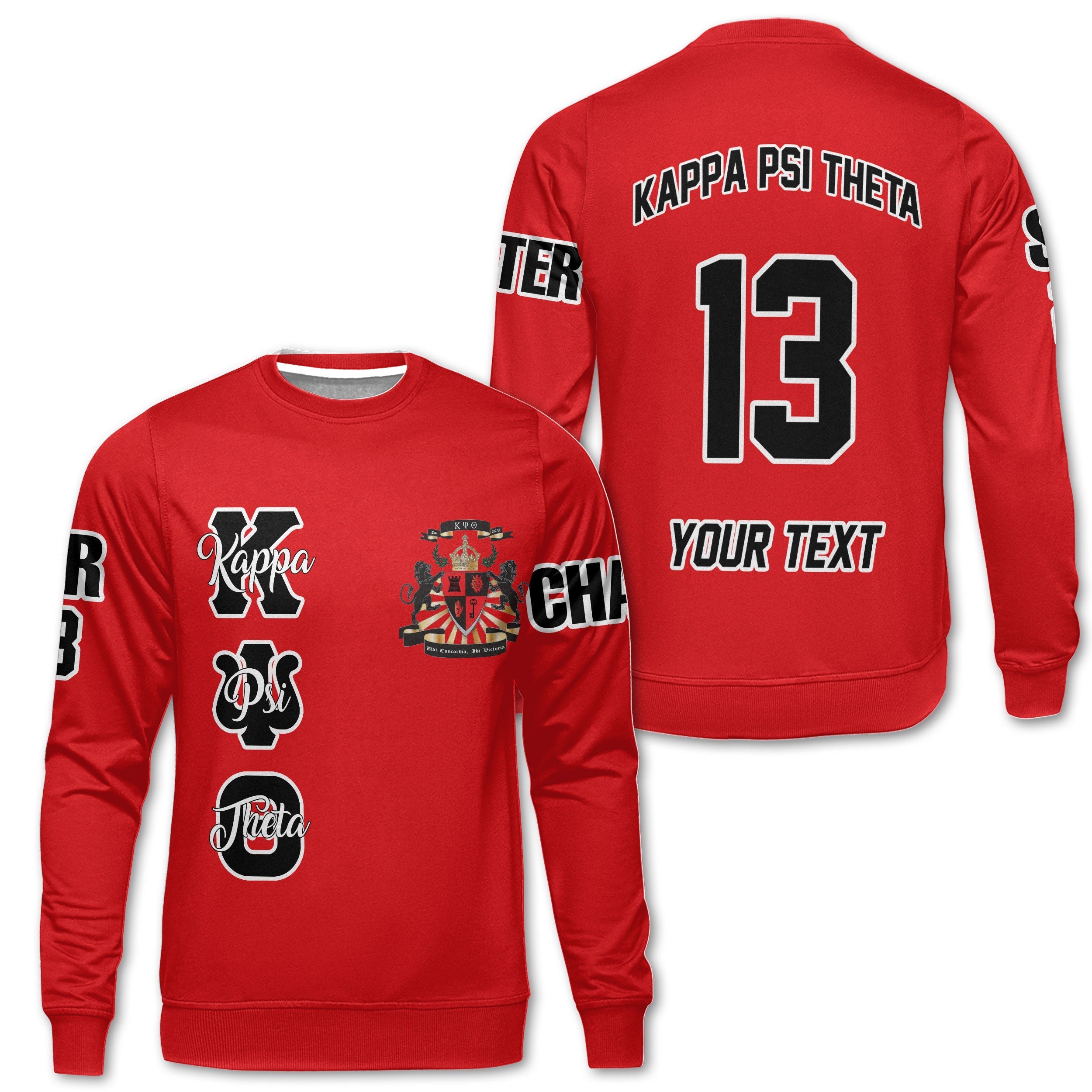 Fraternity Sweatshirt - Personalized Kappa Psi Theta Sweatshirt Original Red Style