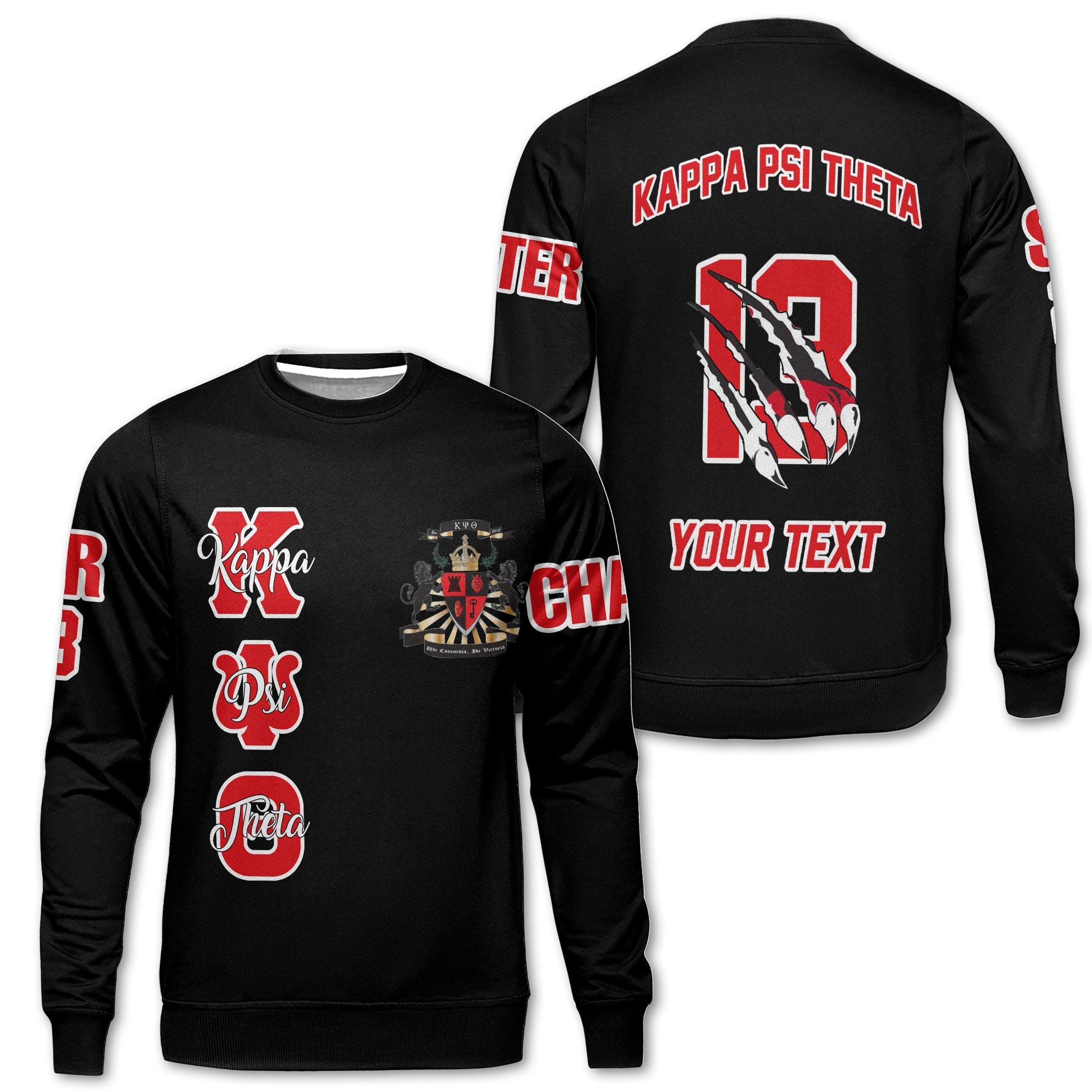 Fraternity Sweatshirt - Personalized Kappa Psi Theta Sweatshirt Original Lion Claws Style