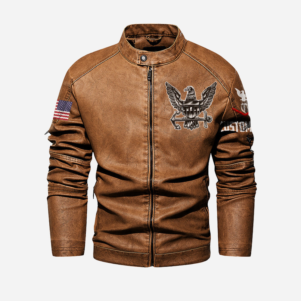 US Navy For Honor For Country For All Custom Leather Jacket - HVSun
