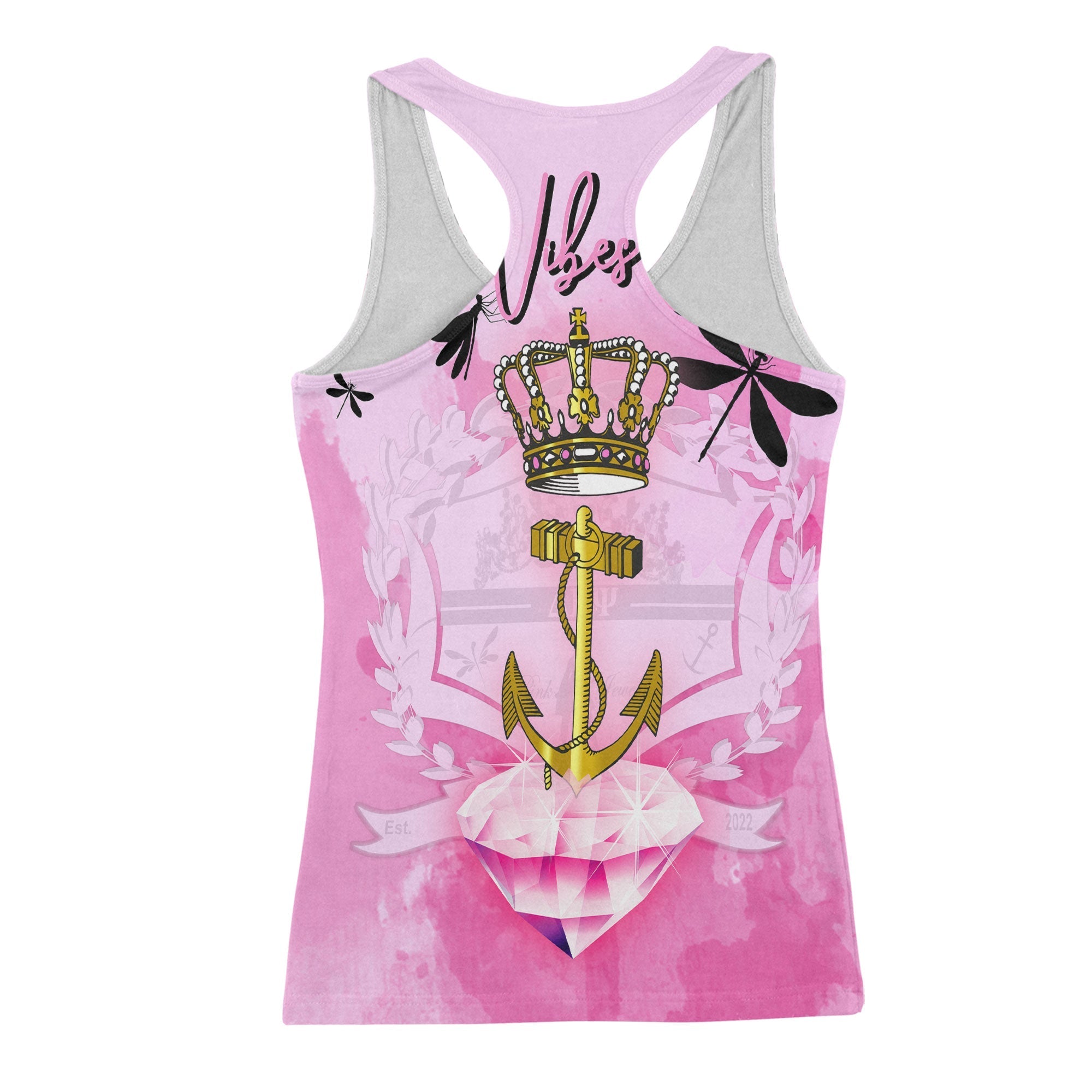 Sorority Tank Top - Personalized Delta Beta Psi Racerback Tank Pink Dragonfly Style
