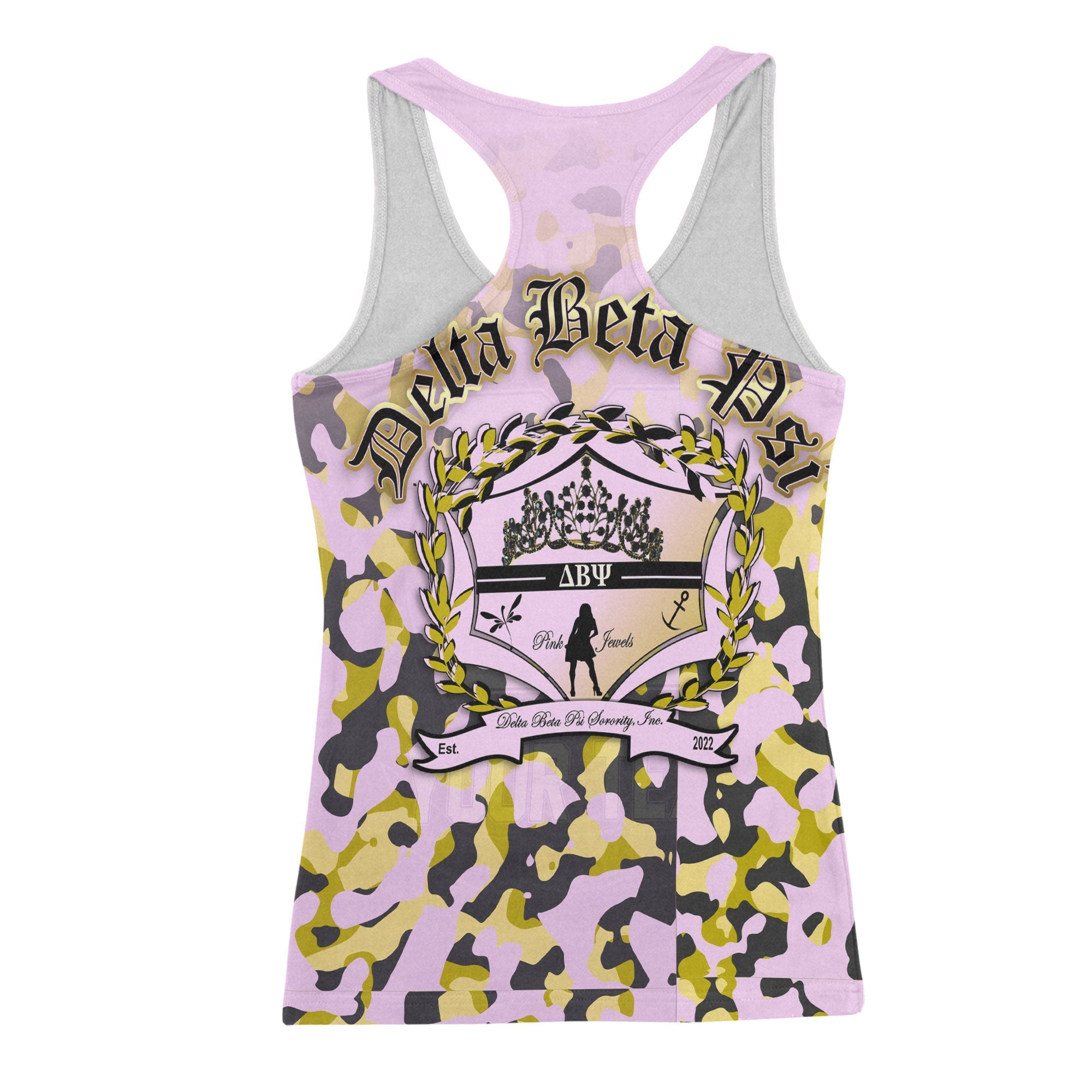 Sorority Tank Top - Delta Beta Psi Racerback Tank Camouflage Style