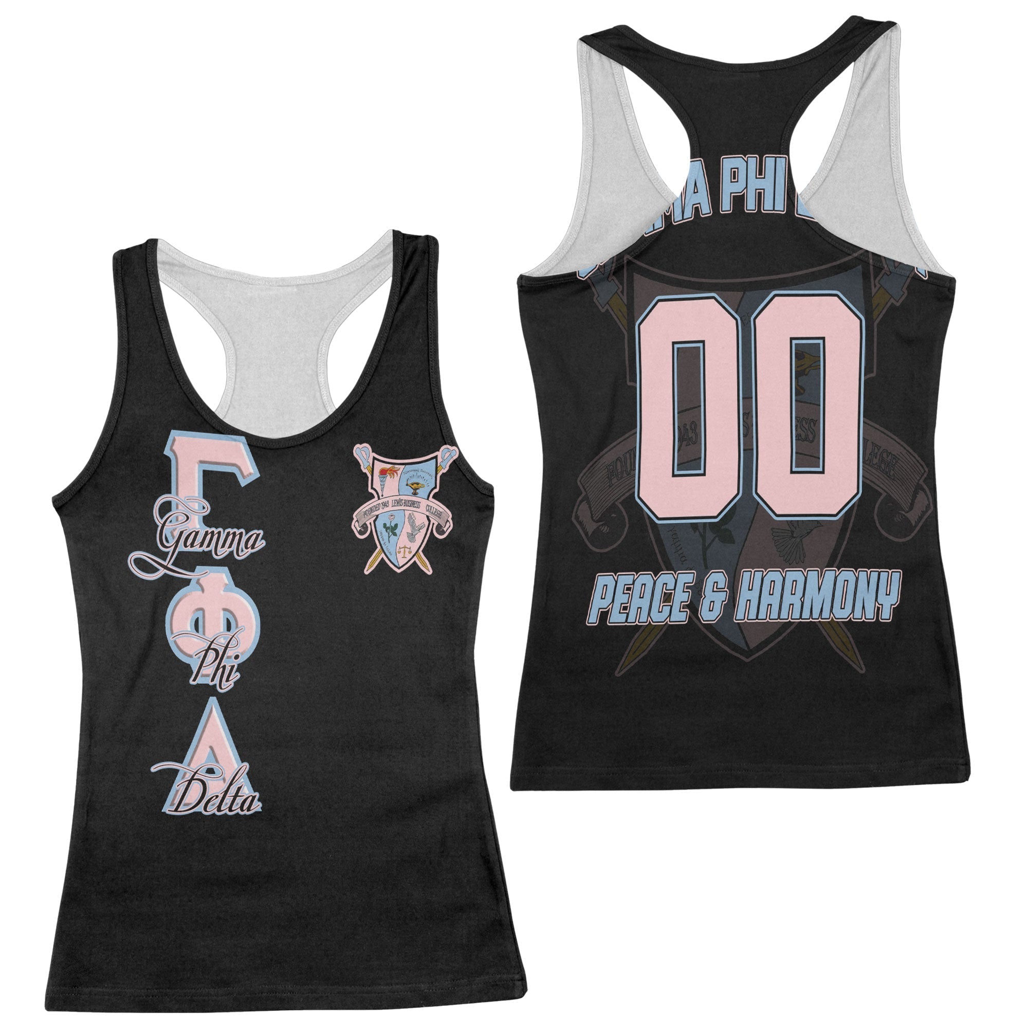 Sorority Tank Top - Personalized Gamma Phi Delta Racerback Tank Dark Style