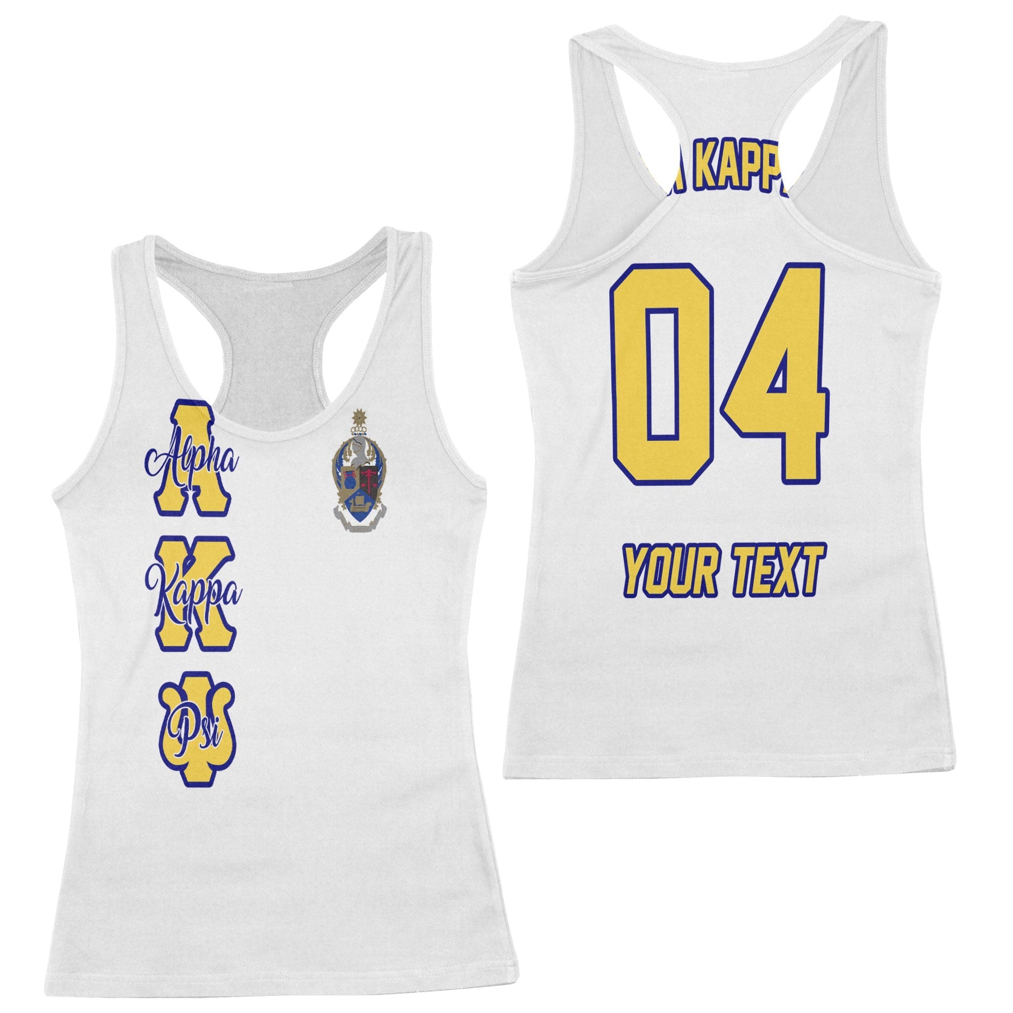 Fraternity Tank Top - Personalized Alpha Kappa Psi Racerback Tank Original White Style