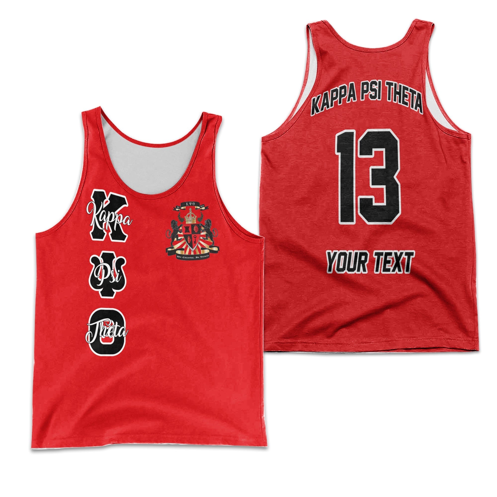 Fraternity Tank Top - Personalized Kappa Psi Theta Men Tank Top Original Red Style