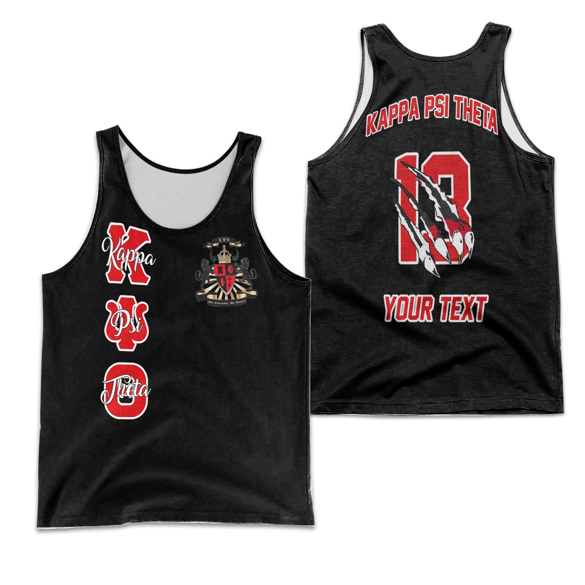 Fraternity Tank Top - Personalized Kappa Psi Theta Men Tank Top Original Lion Claws Style