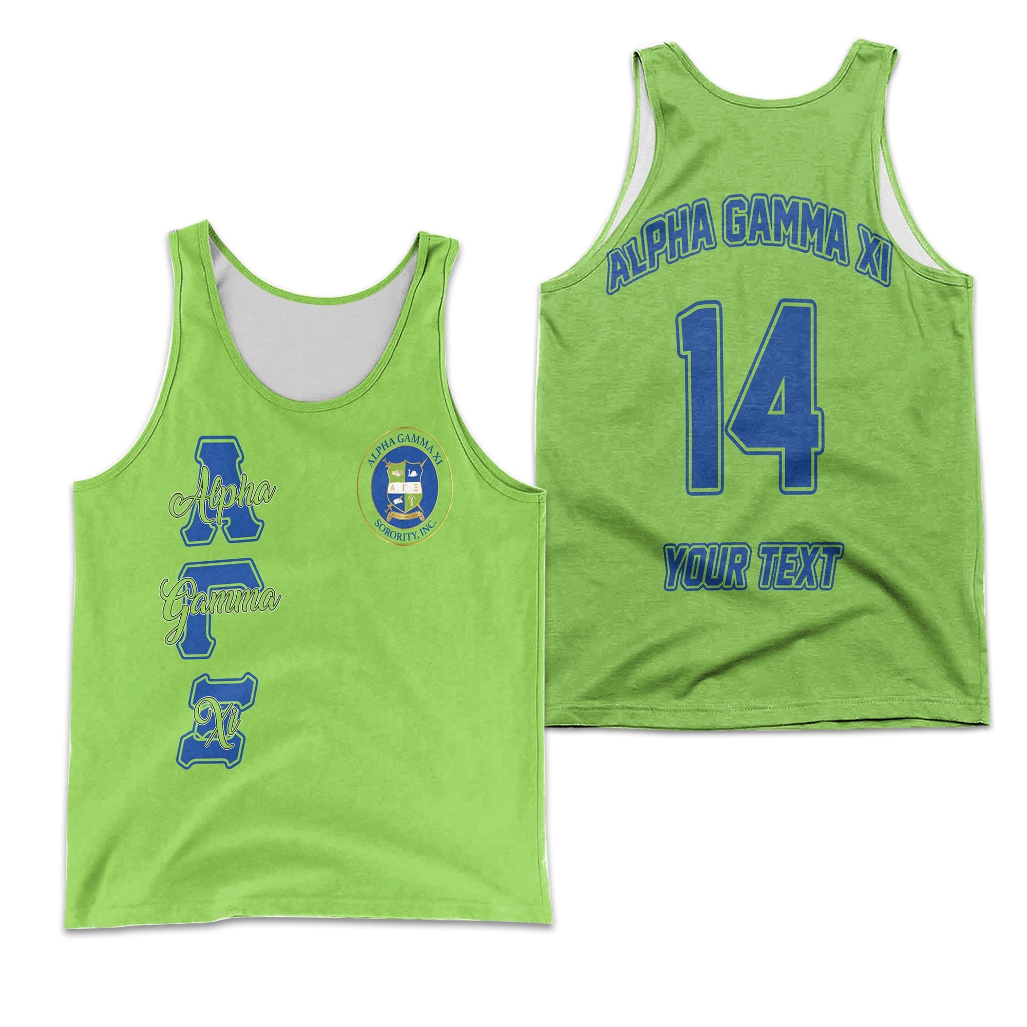 Sorority Tank Top - Personalized Alpha Gamma Xi Men Tank Top Original Green Style