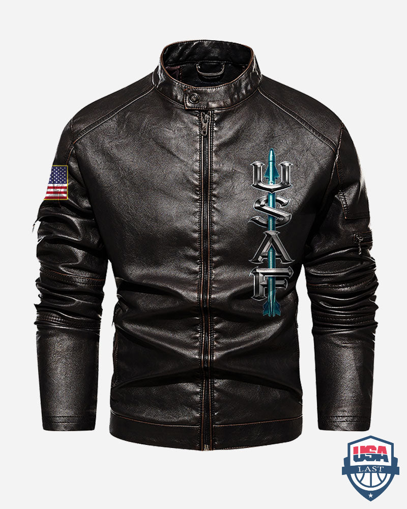 US Air Force Eagle Shield Custom Collar Leather Jacket - HVSun