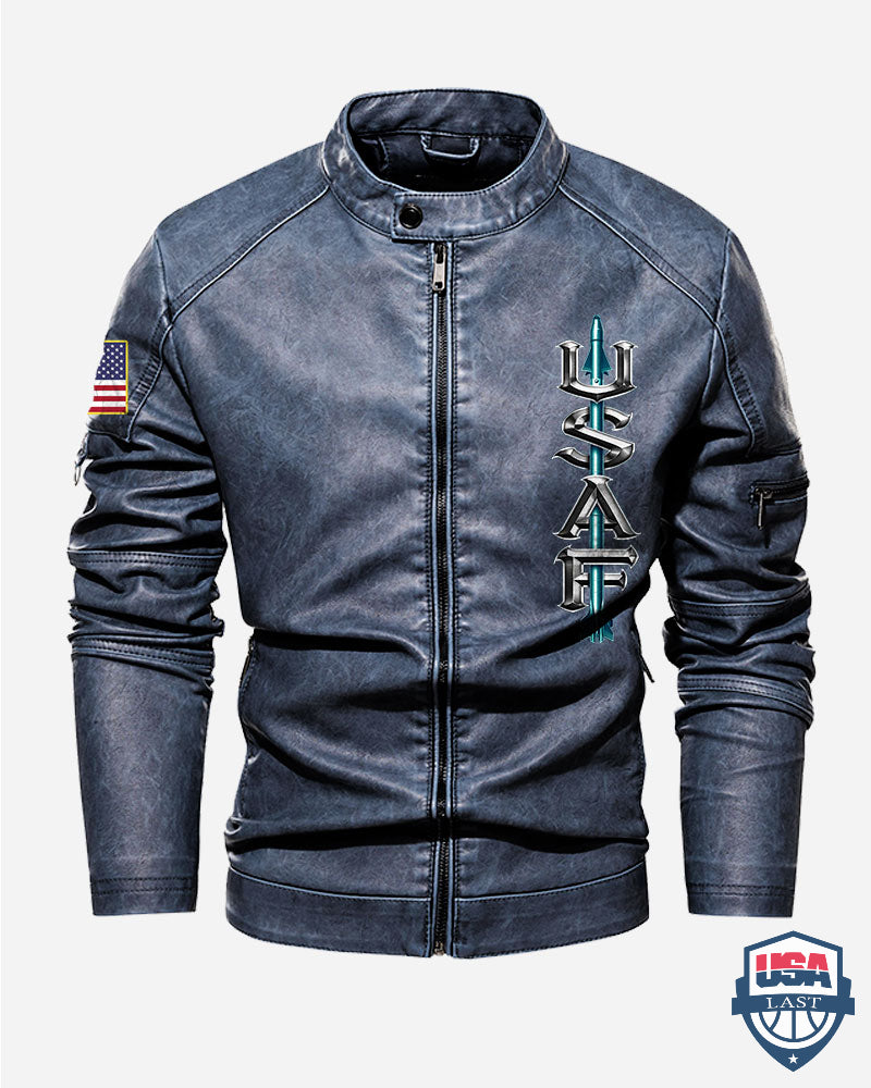 US Air Force Eagle Shield Custom Collar Leather Jacket - HVSun