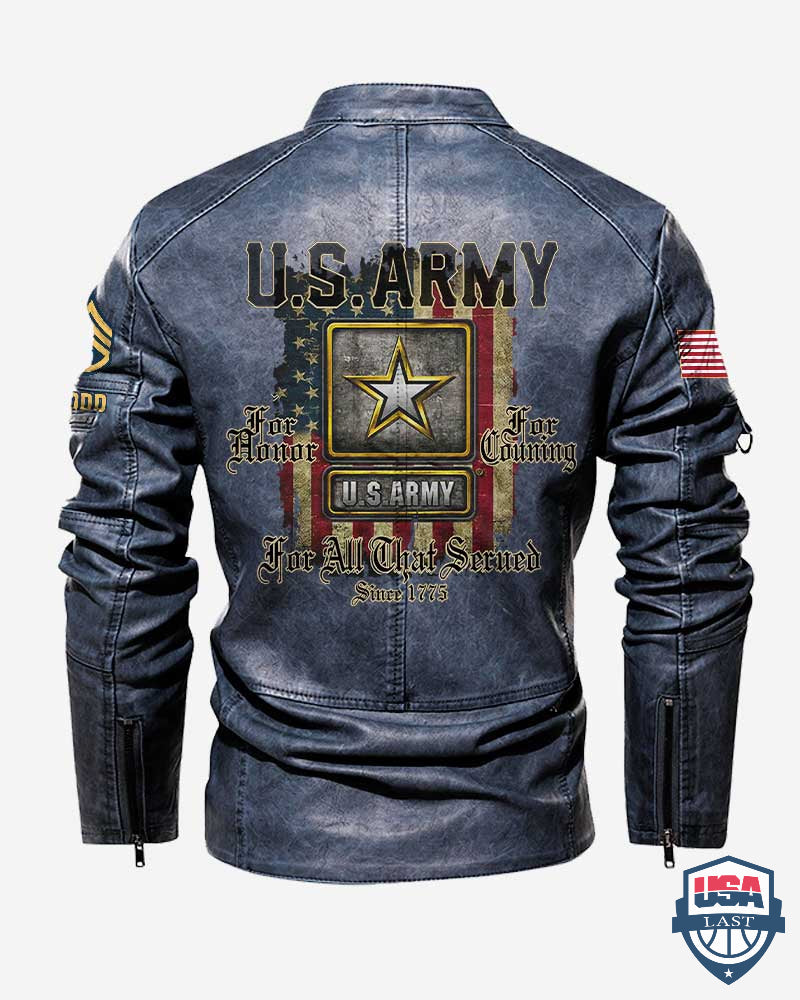US Army For All That Served Custom Collar Leather Jacket - HVSun