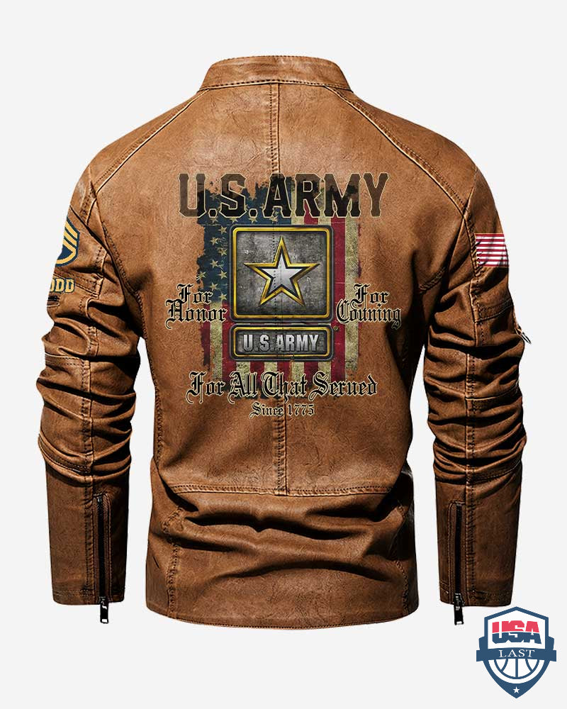 US Army For All That Served Custom Collar Leather Jacket - HVSun