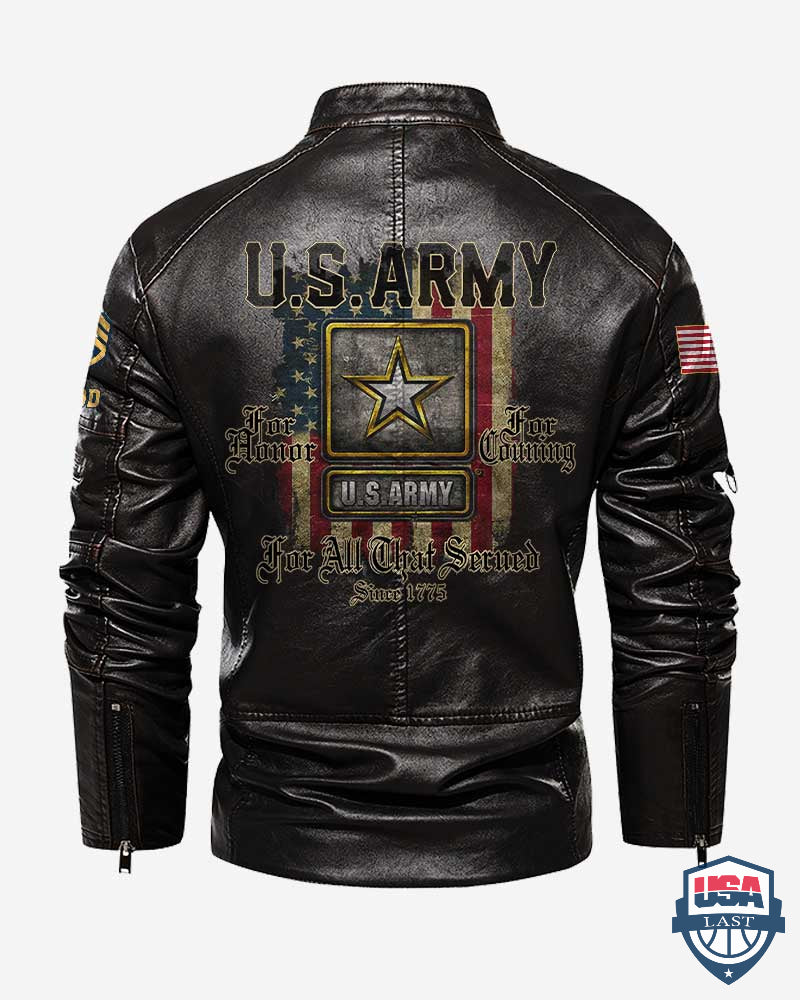 US Army For All That Served Custom Collar Leather Jacket - HVSun