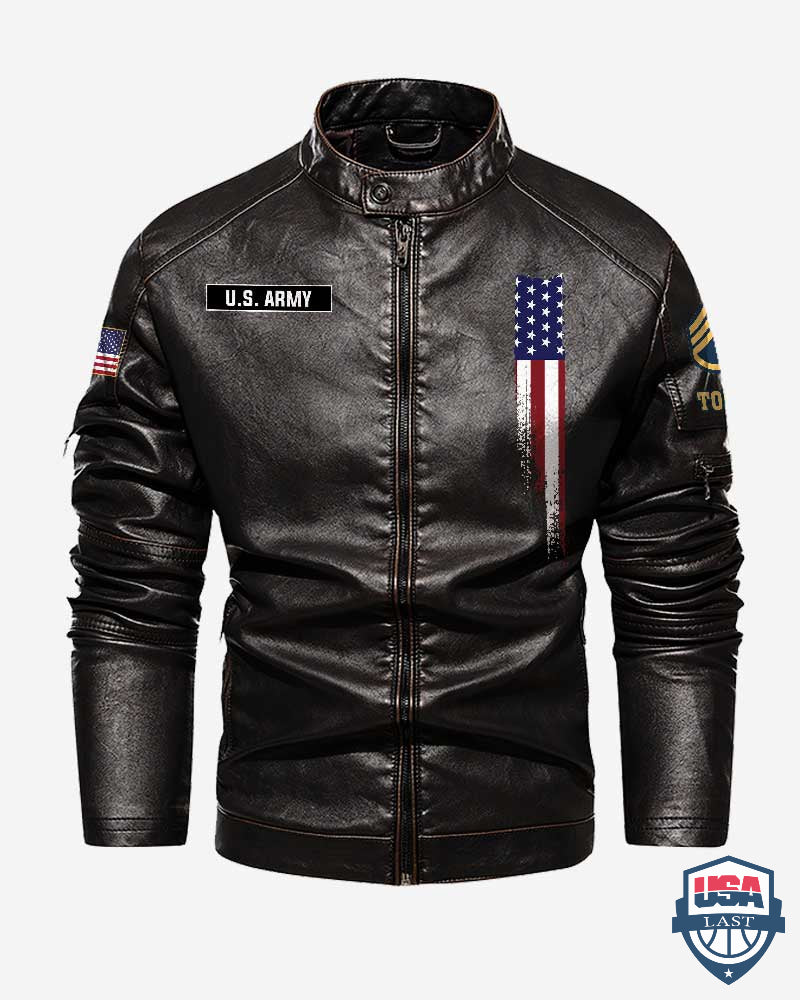 US Army Veteran Proud To Have Served Personalized Collar Leather Jacket - HVSun