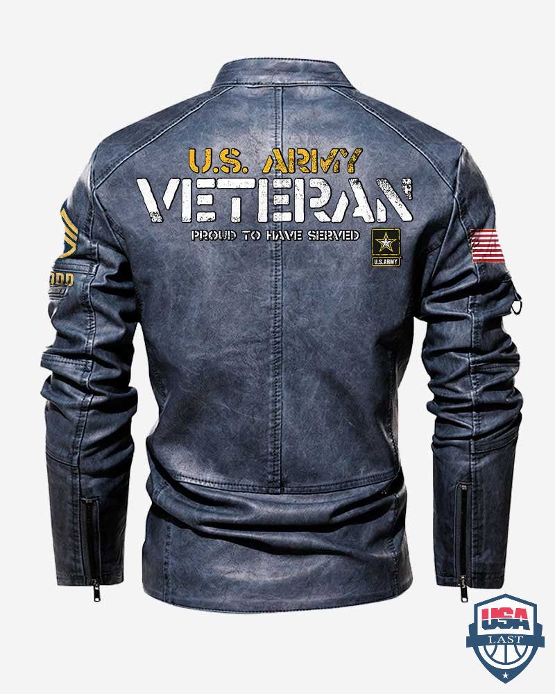 US Army Veteran Proud To Have Served Personalized Collar Leather Jacket - HVSun