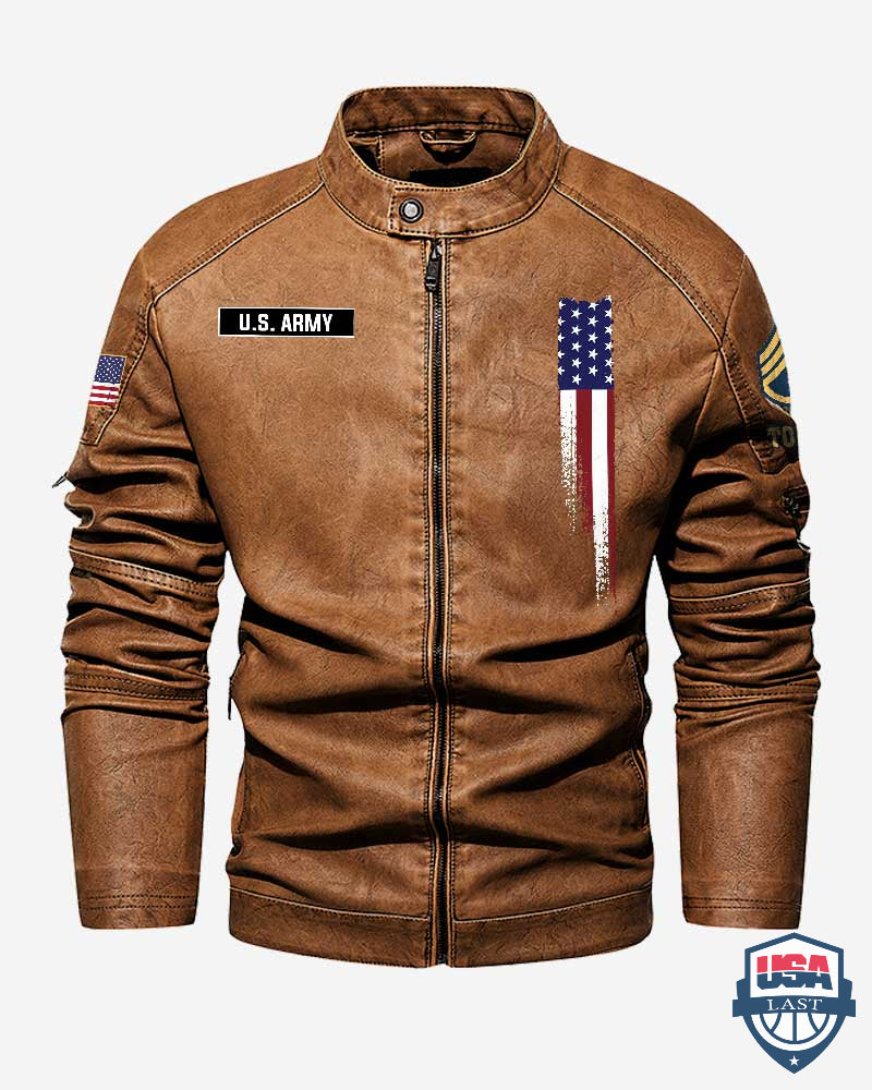 US Army Veteran Proud To Have Served Personalized Collar Leather Jacket - HVSun