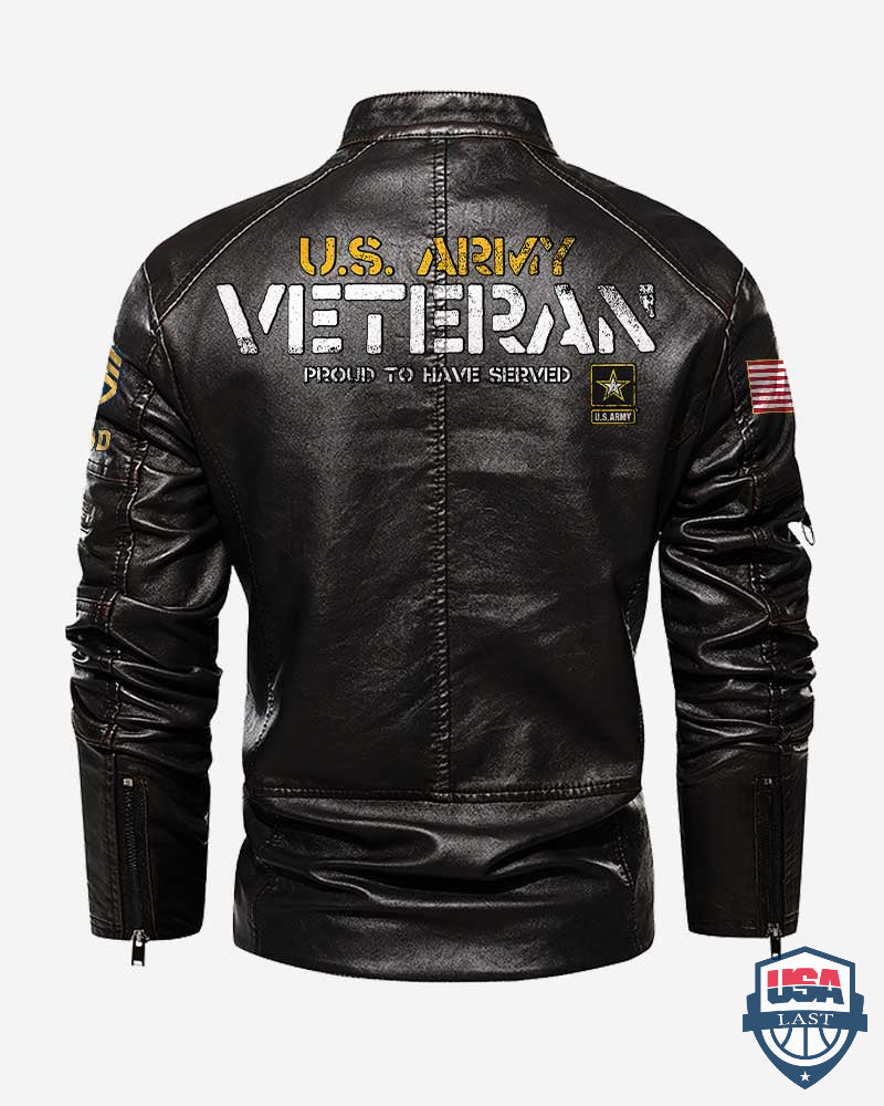 US Army Veteran Proud To Have Served Personalized Collar Leather Jacket - HVSun