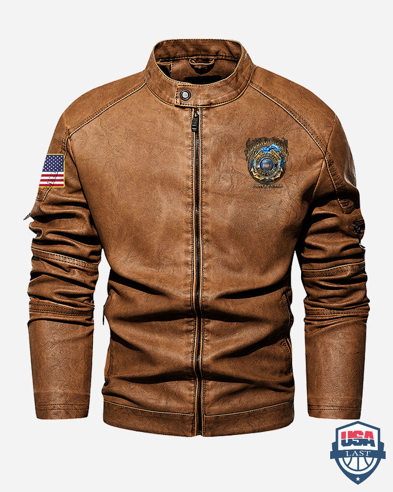 US Coast Guard Second To None Custom Collar Leather Jacket - HVSun