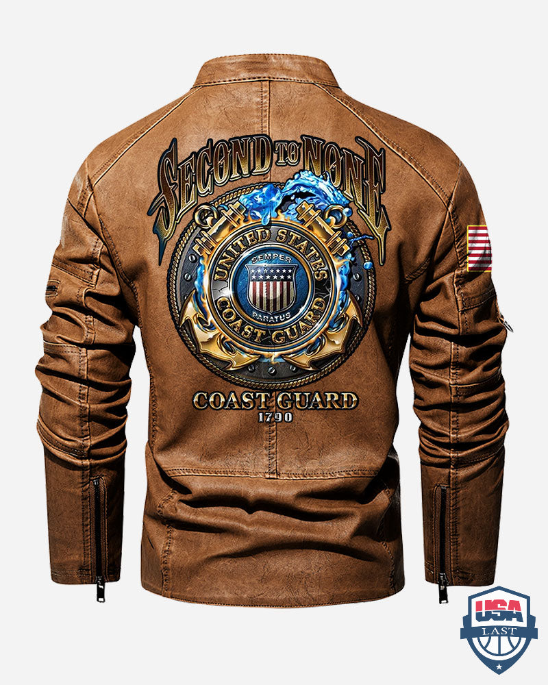US Coast Guard Second To None Custom Collar Leather Jacket - HVSun