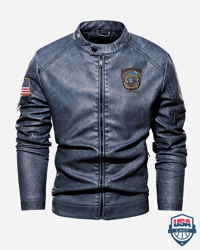 US Coast Guard Second To None Custom Collar Leather Jacket - HVSun
