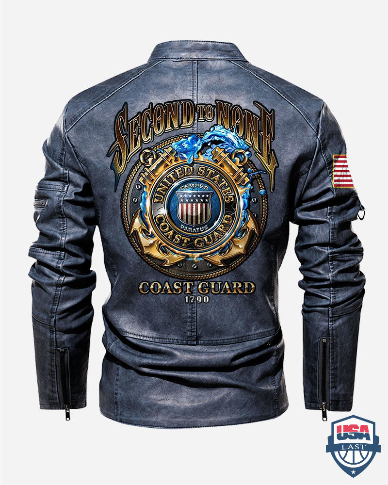 US Coast Guard Second To None Custom Collar Leather Jacket - HVSun