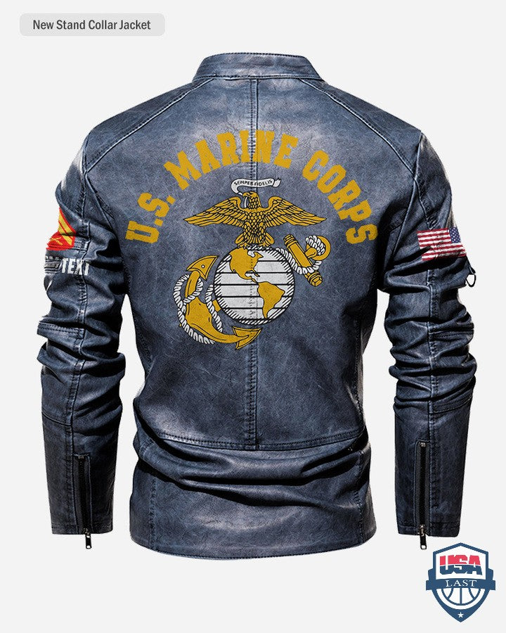 US Marines Corps Personalized Stand Collar Jacket - HVSun