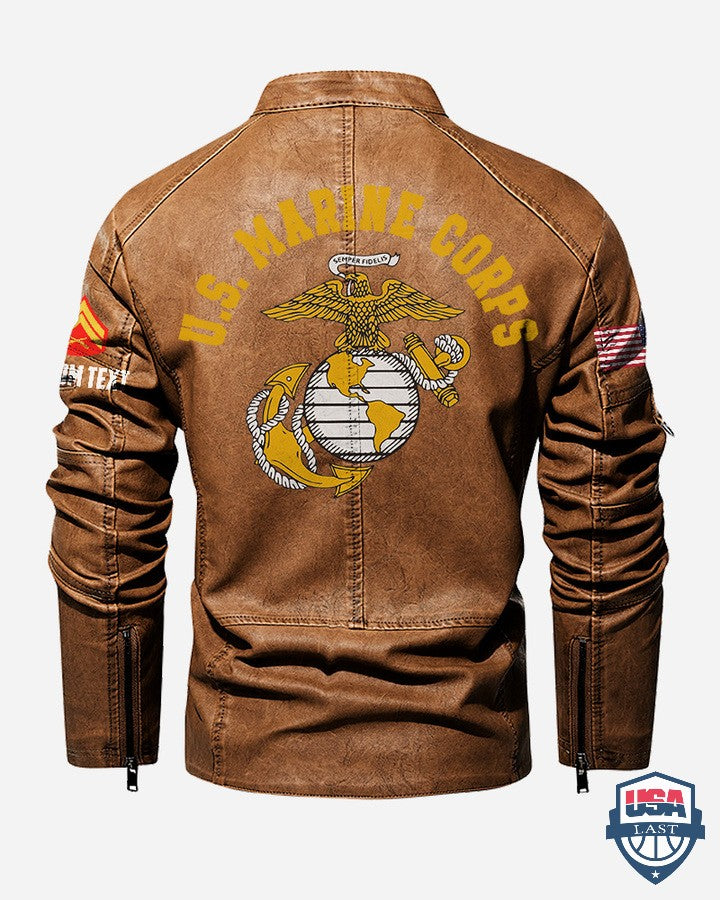 US Marines Corps Personalized Stand Collar Jacket - HVSun