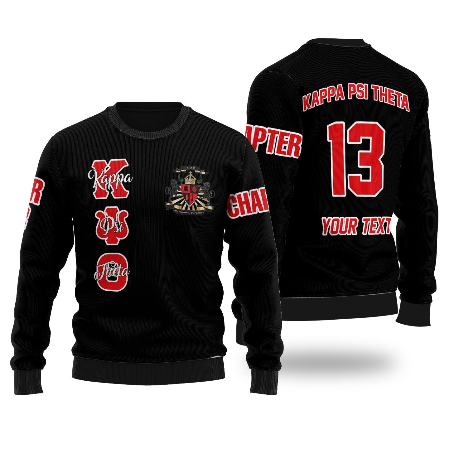 Fraternity Sweater - Personalized Kappa Psi Theta Wool Ugly Sweater Original Dark Style