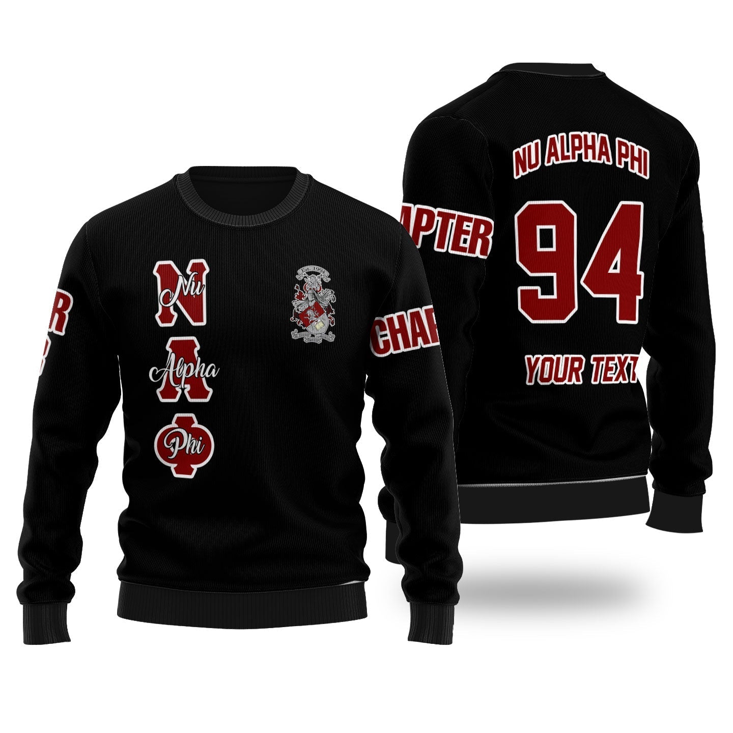 Fraternity Sweater - Personalized Nu Alpha Phi Wool Ugly Sweater Original Dark Style