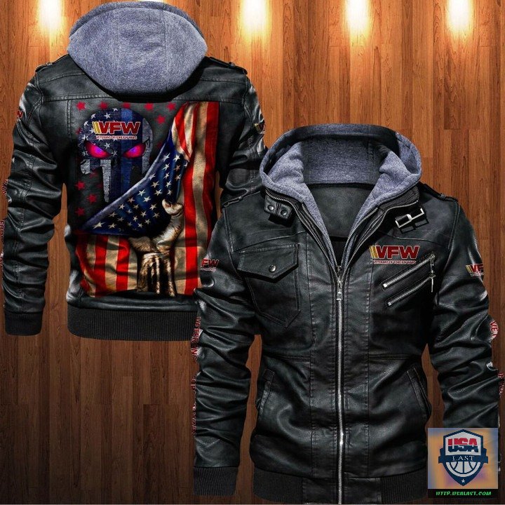 Veterans of Foreign Wars Punisher Skull Leather Jacket - HVsun